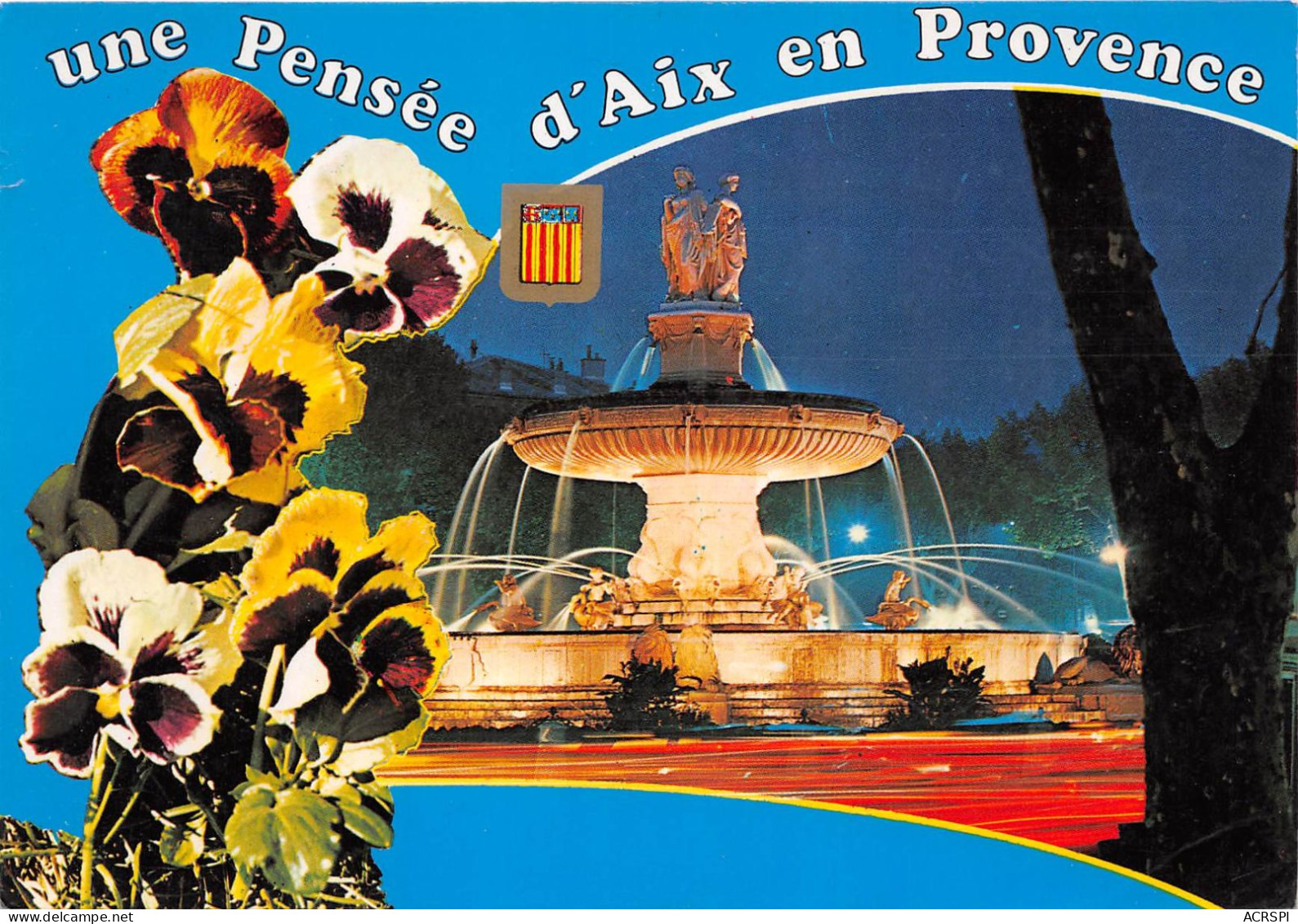 AIX EN PROVENCE Grande Fontaine Sur La Rotonde La Nuit 18(scan Recto-verso) MA2141 - Aix En Provence