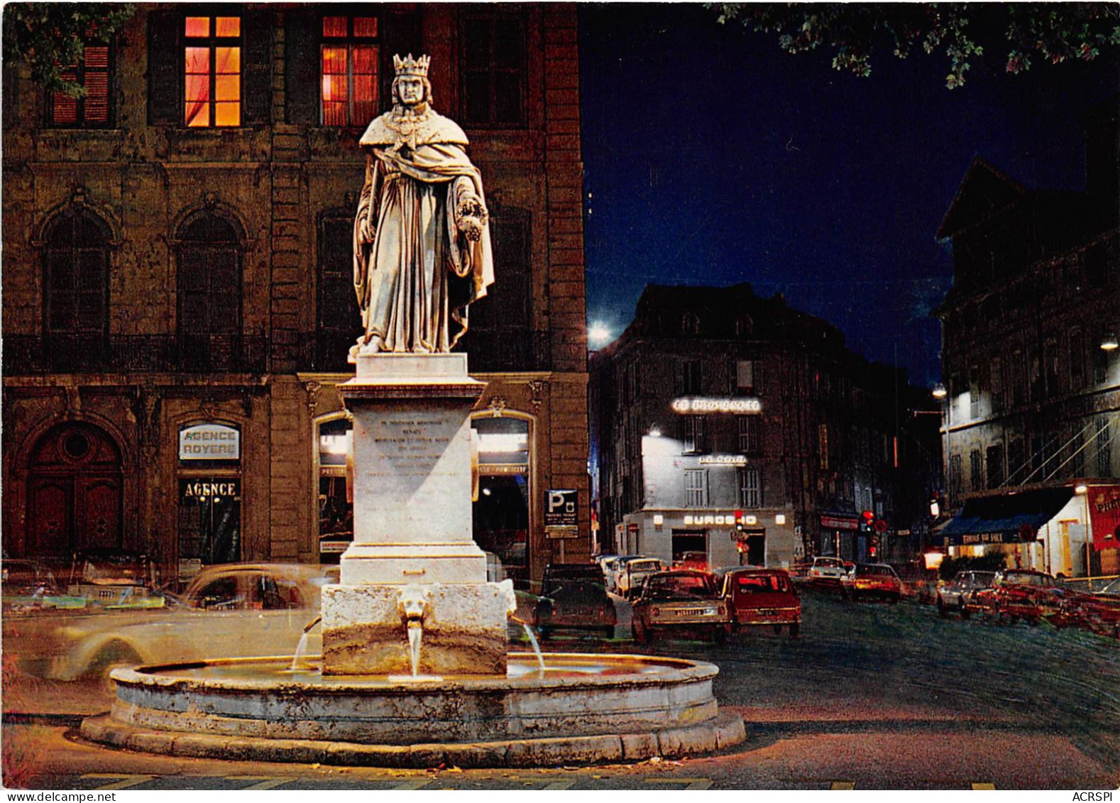 AIX EN PROVENCE Statue Du Roy Rene Sur Le Cours Mirabeau La Nuit 5(scan Recto-verso) MA2141 - Aix En Provence