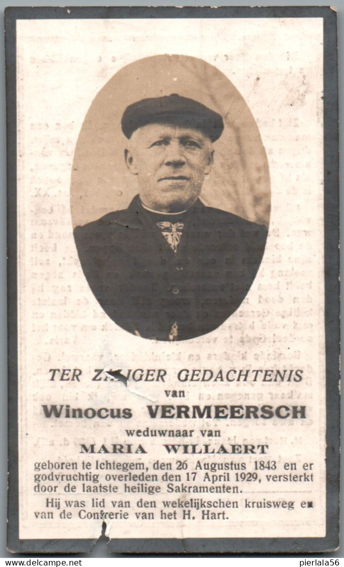 Bidprentje Ichtegem - Vermeersch Winocus (1843-1929) Beschadigd Achterzijde - Images Religieuses
