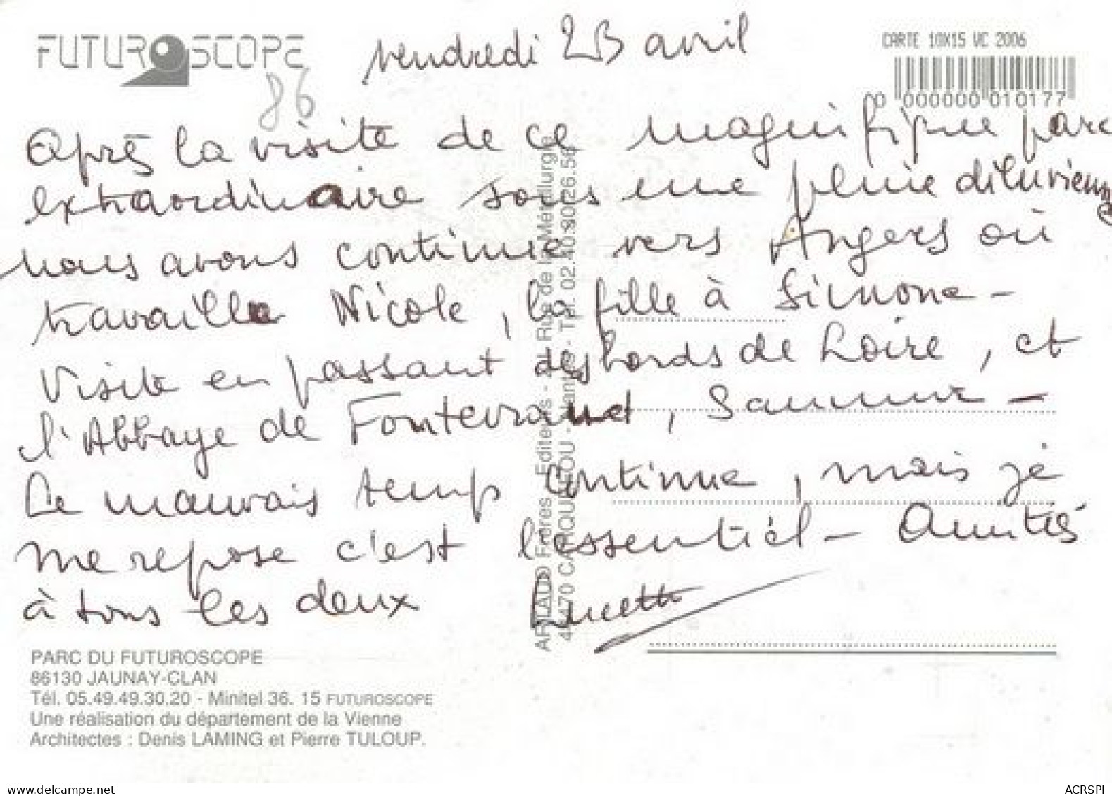 FUTUROSCOPE   Divers Vues   Chasseneuil-du-Poitou  Jaunay-Clan   34   (scan Recto-verso)MA2166Bis - Poitiers