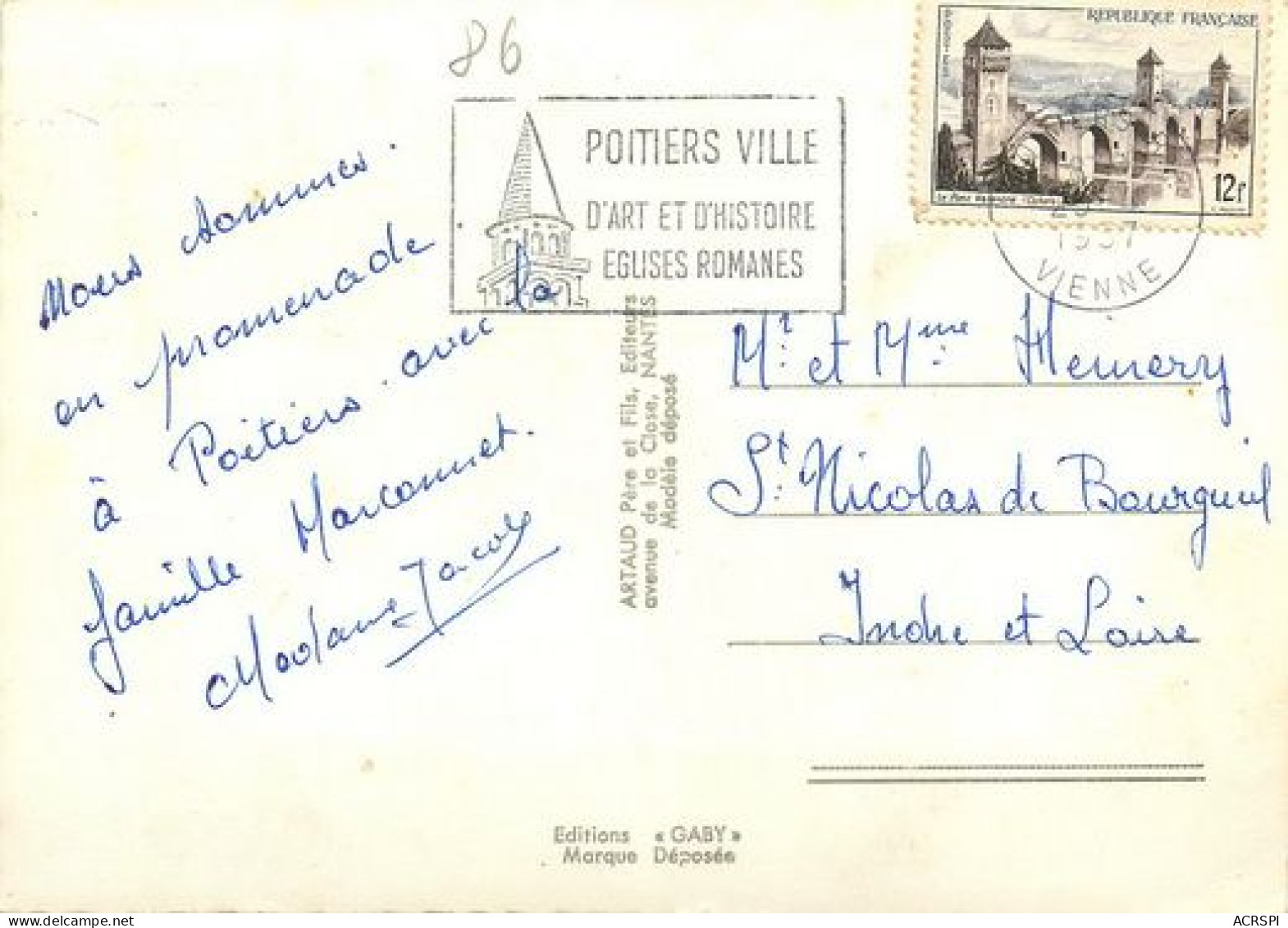  POITIERS  1957 Multivue  9   (scan Recto-verso)MA2166Bis - Poitiers