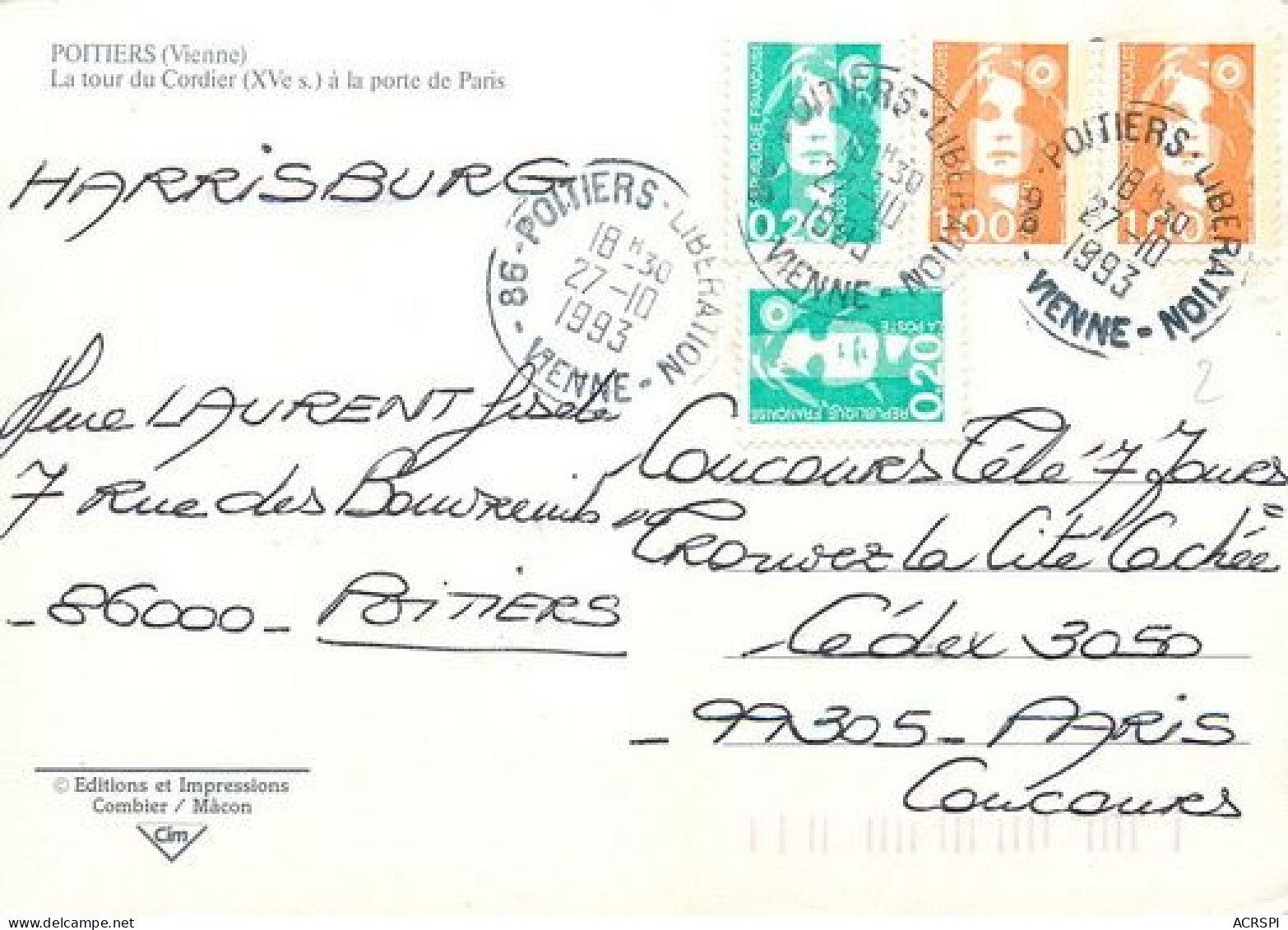  POITIERS  La Tour Du Cordier  2   (scan Recto-verso)MA2166Bis - Poitiers