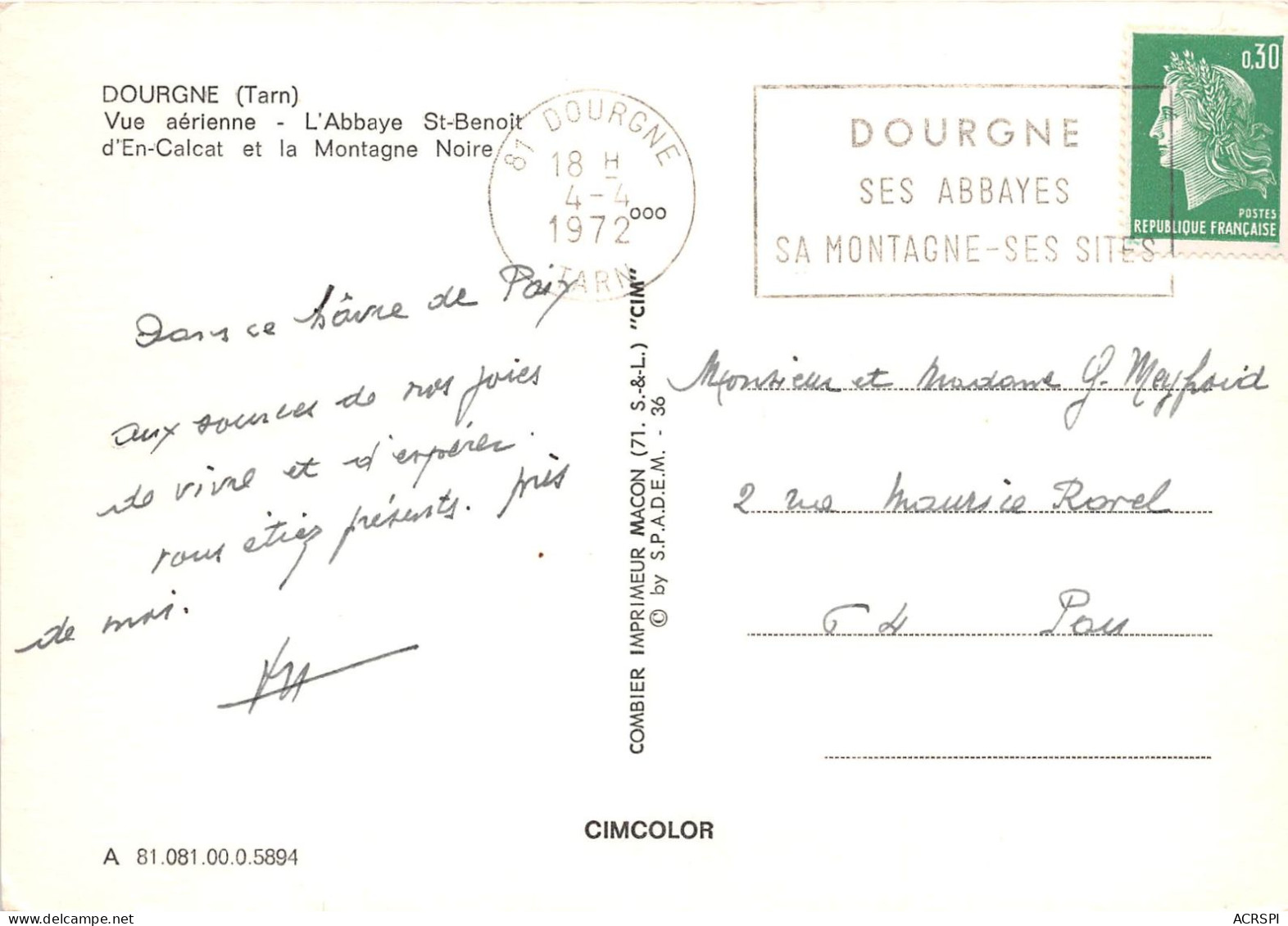 DOURGNE Vue Aerienne L Abbaye St Benoit D En Calcat Et La Montagne Noire 24(scan Recto-verso) MA2166 - Dourgne