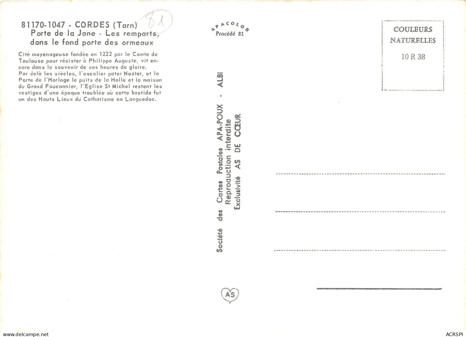 CORDES Porte De La One Les Remparts Dans Le Fond Porte Des Ormeaux 12(scan Recto-verso) MA2166 - Cordes