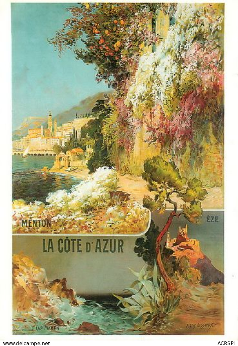 EZE Cap Martin Menton  Dessin De Ernest LESSIEUXancienne Affiche  29 (scan Recto-verso)MA2164Bis - Eze