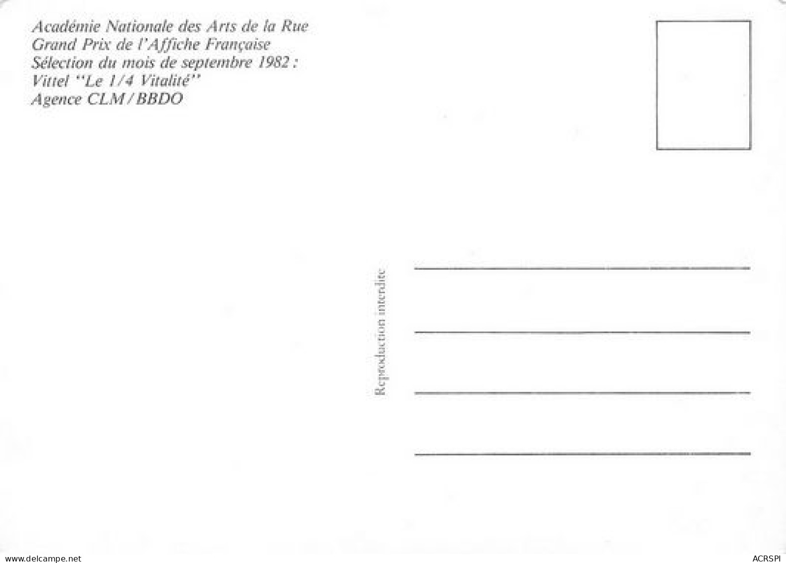Académie Nationale Des Arts De La Rue 3 Rue De Bucarest Paris  1/4 VITTEL  2  (scan Recto-verso)MA2164Bis - Distretto: 08