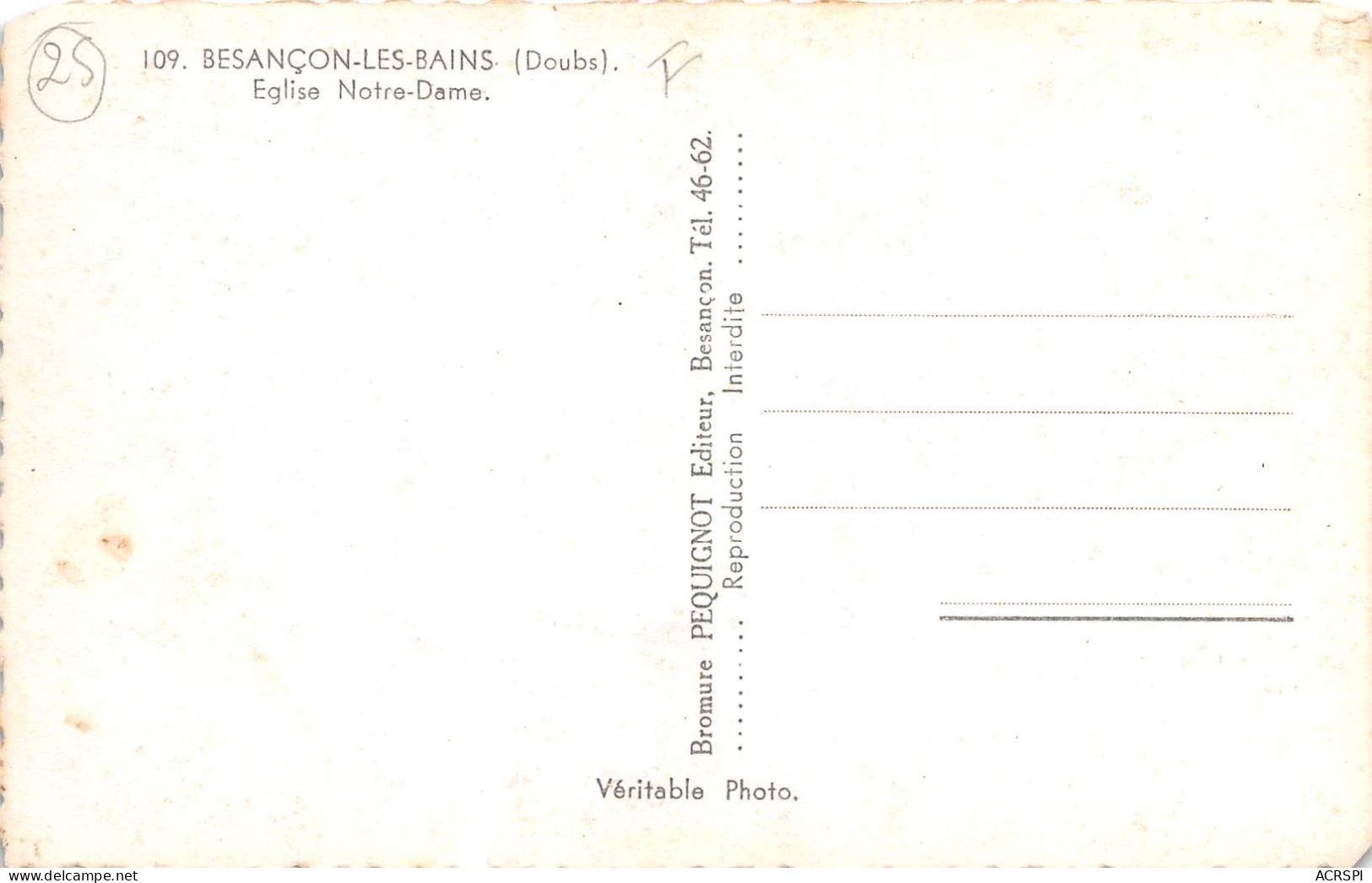 BESANCON LES BAINS Eglise Notre Dame 24(scan Recto-verso) MA2162 - Besancon