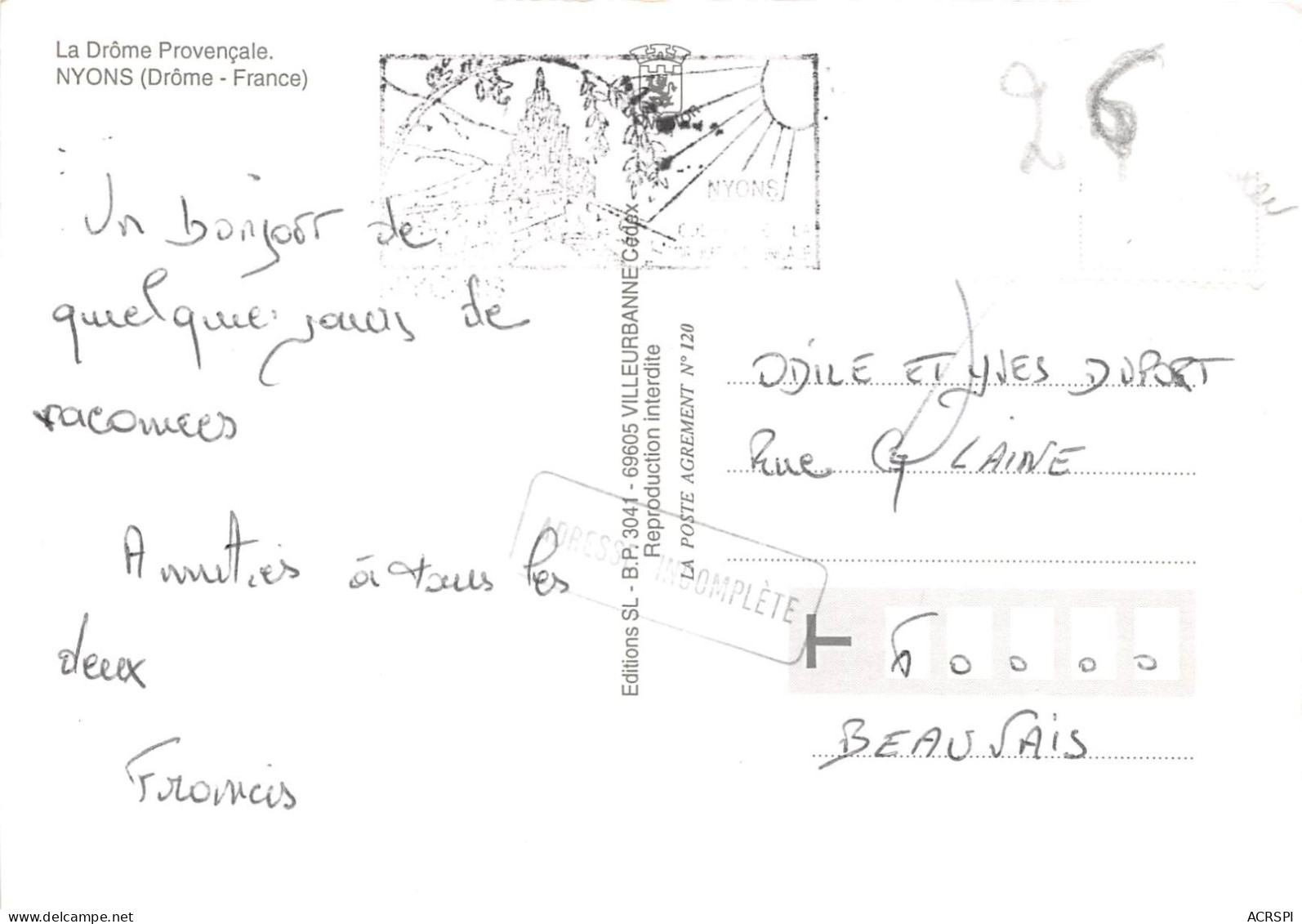 NYONS 1 Il Y En A Qui Bossent Moi Je Poiiiinte 4(scan Recto-verso) MA2175 - Nyons