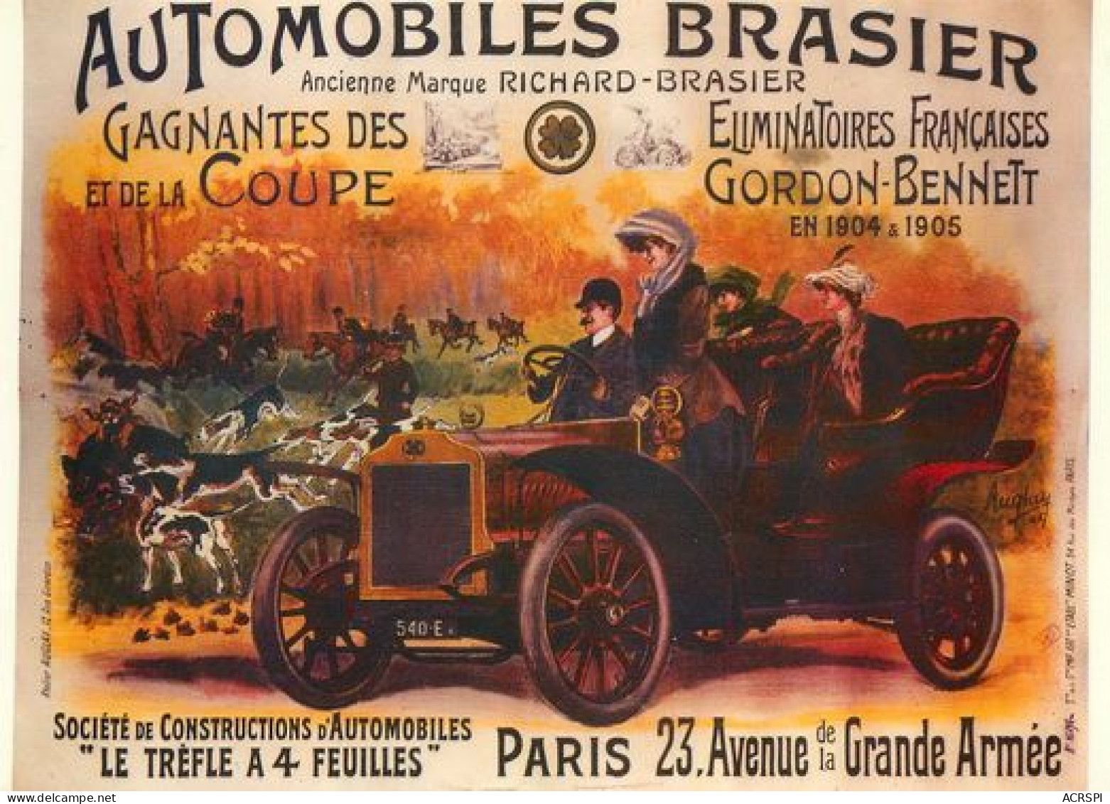 AUTOMOBILES BRASIER Le Trefle à 4 Feuille  Voiture  50 (scan Recto-verso)MA2174Ter - Passenger Cars