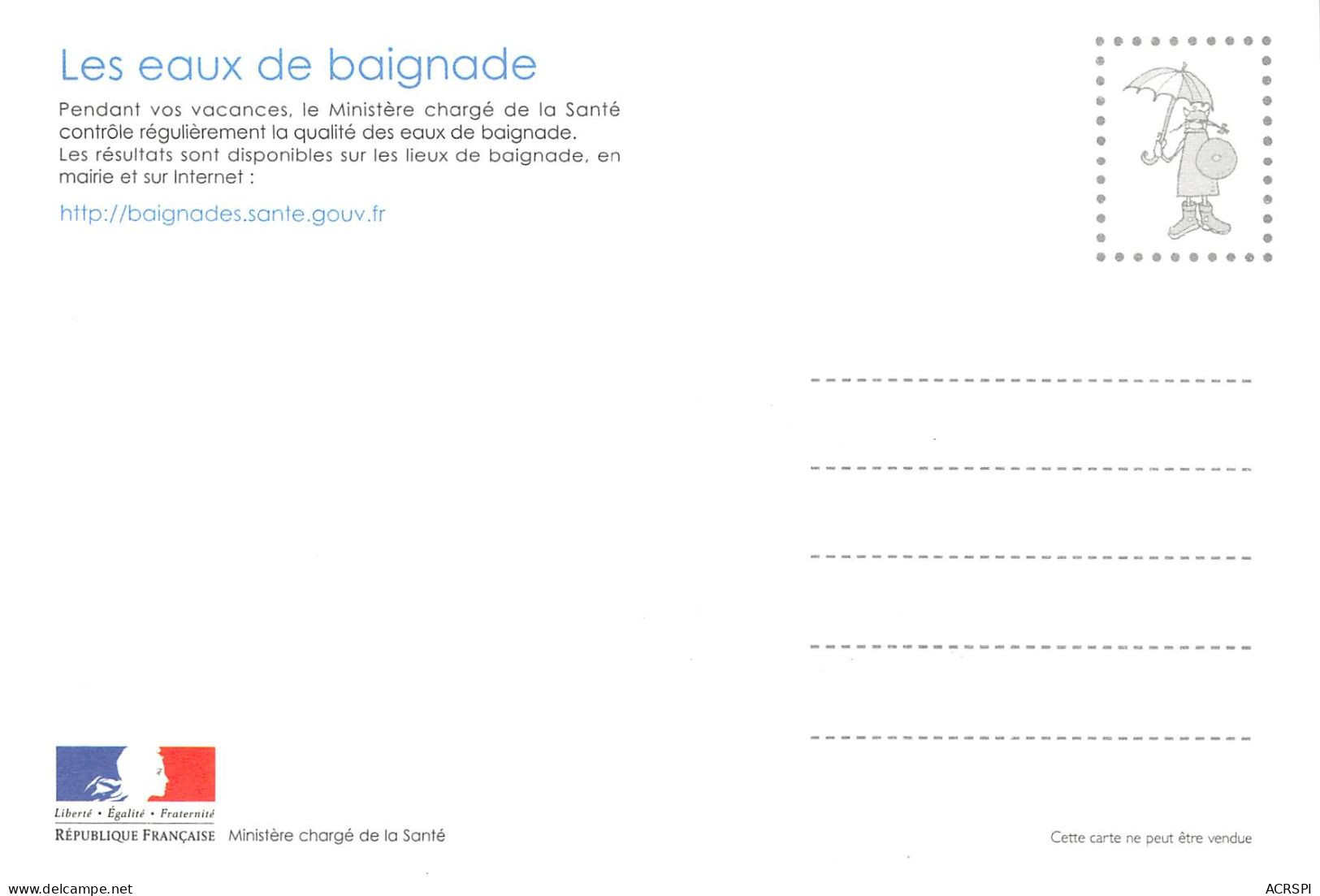 LES EAUX DE Baignade Pendant Vos Vacances Le Ministere Charge De La Sante 4(scan Recto-verso) MA2173 - Publicité