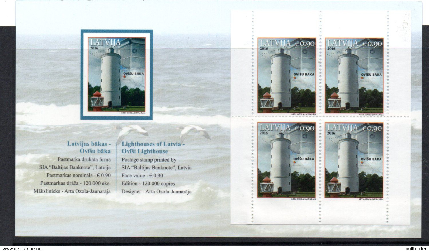 LIGHTHOUSES - LATVIA - 2016 - Ovisu Baka Lighthouse  Booklet Complete MNH   Sg £26 - Fari
