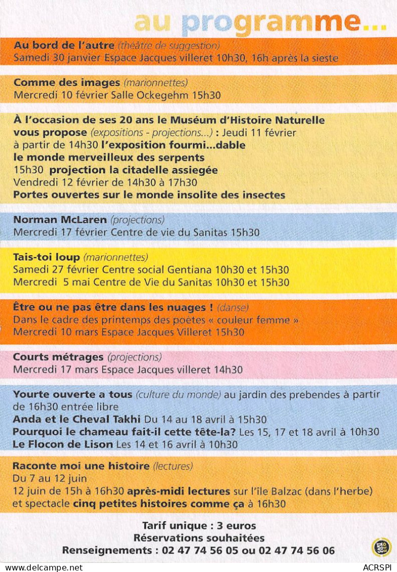 TOURS Saison Culturelle Jeune Public 25(scan Recto-verso) MA2171 - Tours