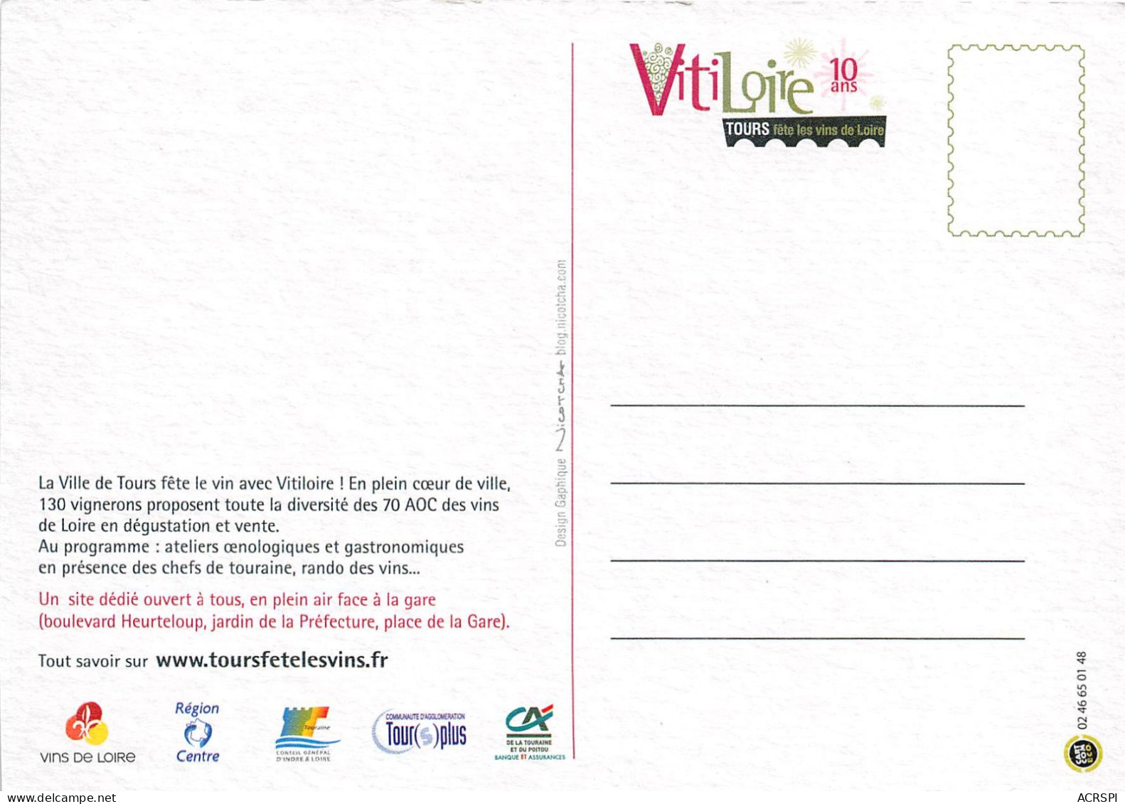 TOURS Vitiloire Tours Fete Les Vins De Loire 20(scan Recto-verso) MA2171 - Tours