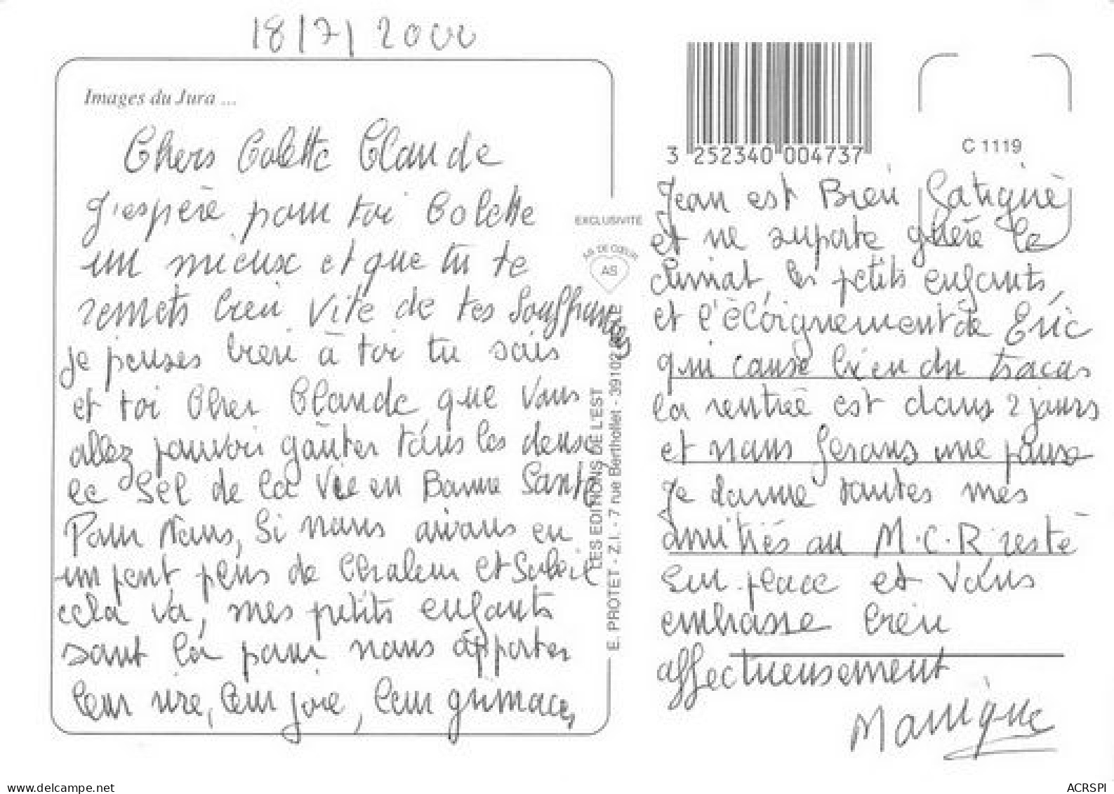 Multivue  JURA  AMITIES  Morez Sepymoncel Chalain Bourgde Sirod  Faucille Saint Claude  26 (scan Recto-verso)MA2170Ter - Lons Le Saunier
