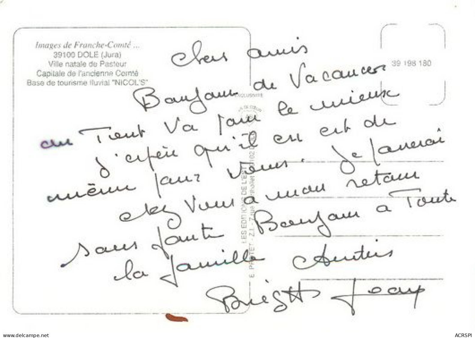 DOLE  Base Nautique  NICOL'S  17   (scan Recto-verso)MA2170Bis - Dole