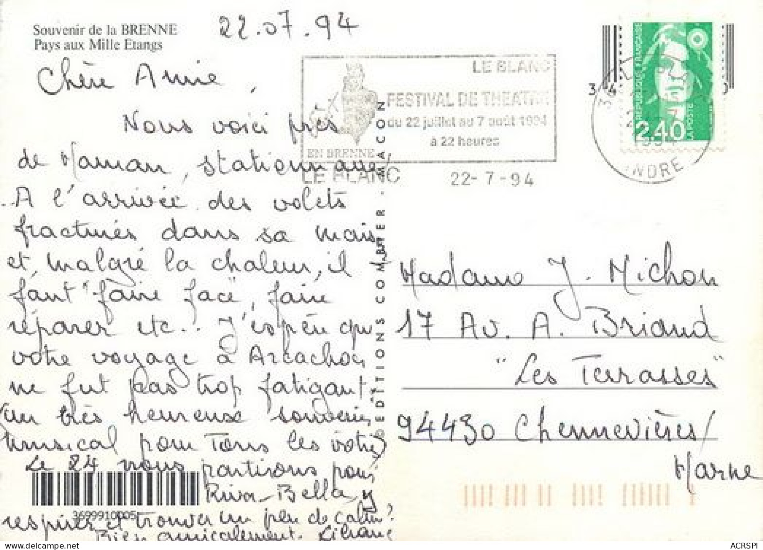 MEZIERES EN BRENNE Rosnay Linge  Pays Aux Mille Etangs  49   (scan Recto-verso)MA2168Ter - Chateauroux