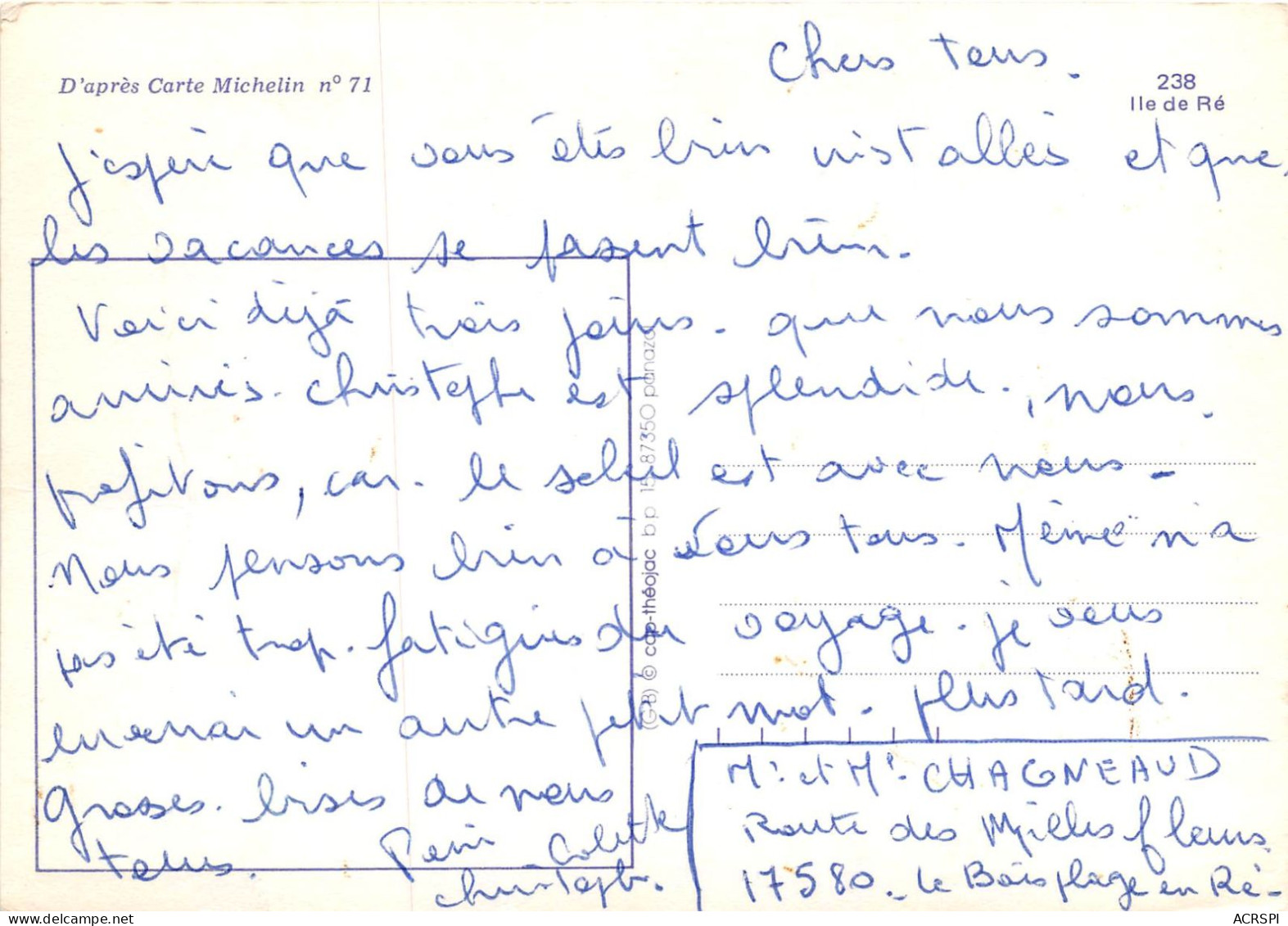 L ILE DE RE  Dapres Carte Michelin N 71 13(scan Recto-verso) MA2189 - Ile De Ré