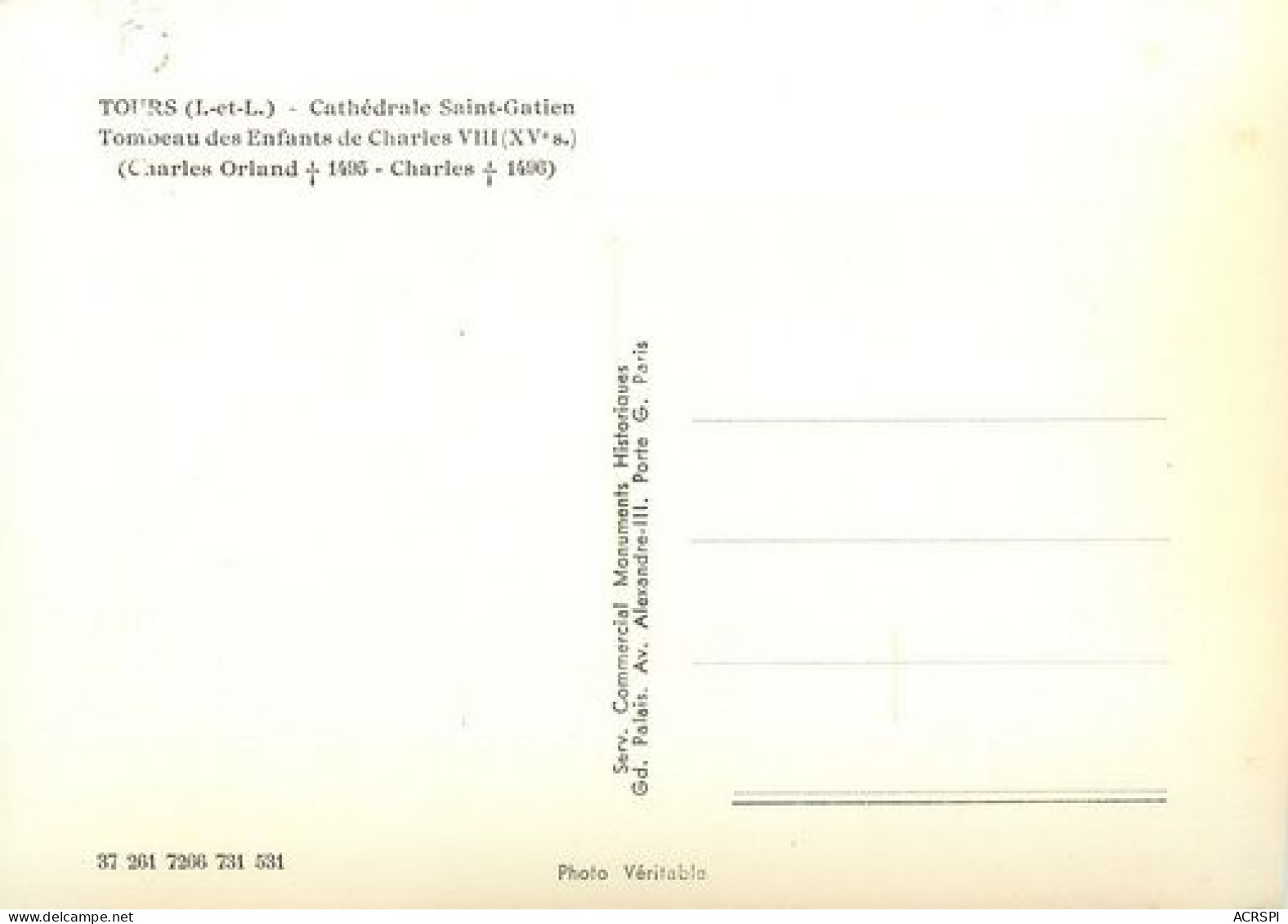 TOURS Le Tombeau Des Enfants De Charles   1   (scan Recto-verso)MA2184Bis - Tours