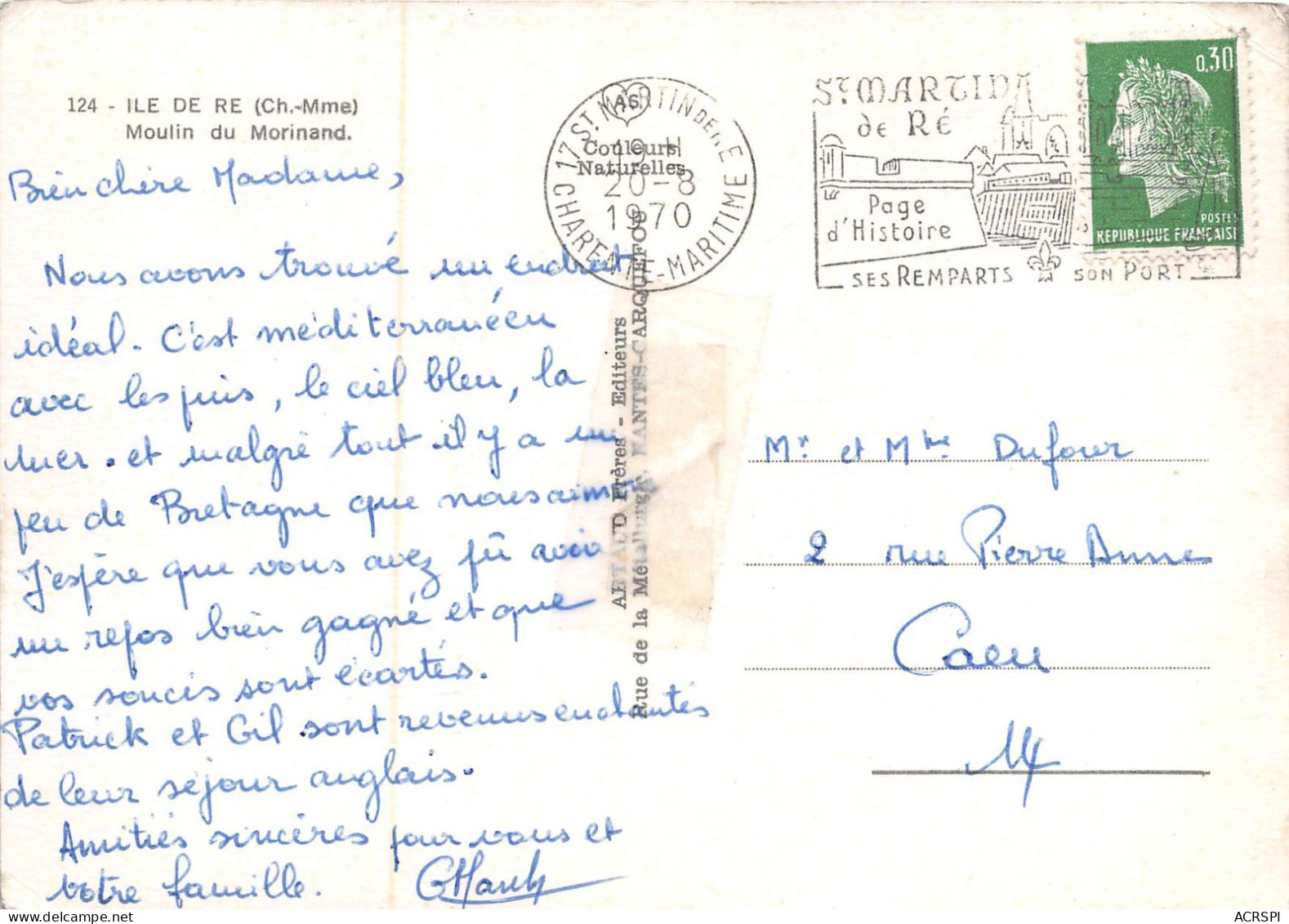 ILE DE RE Moulin Du Morinand 18(scan Recto-verso) MA2184 - Ile De Ré