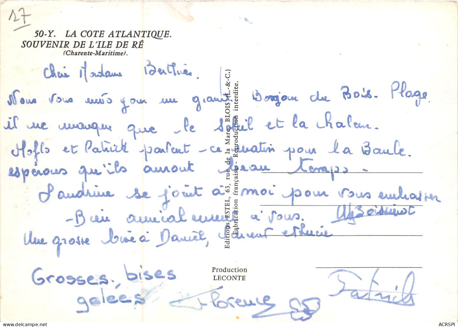 Souvenir De ILE DE RE (scan Recto-verso) MA2184 - Ile De Ré