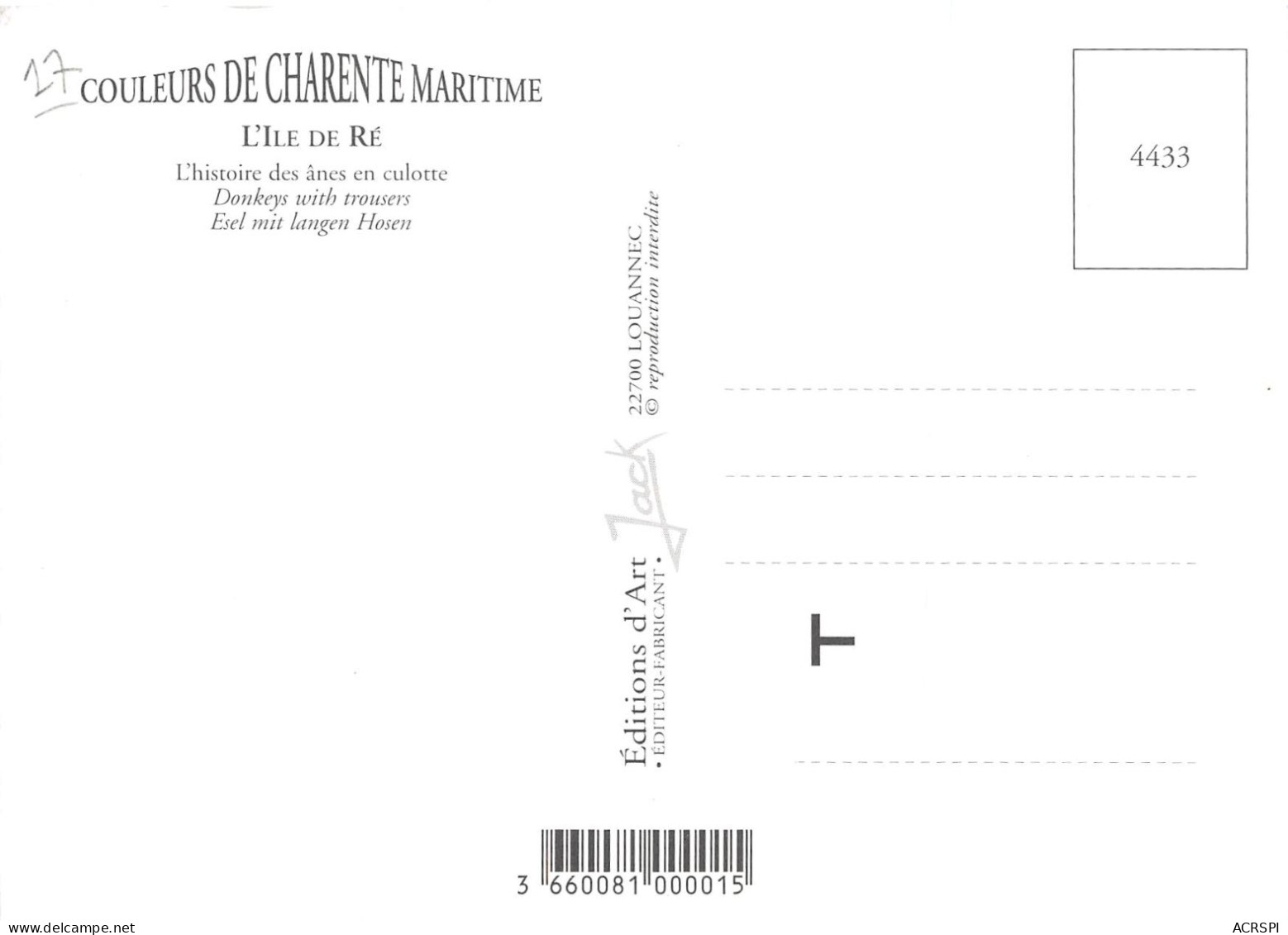 IL DE RE L Histoire Des Anes En Culotte 11(scan Recto-verso) MA2183 - Ile De Ré
