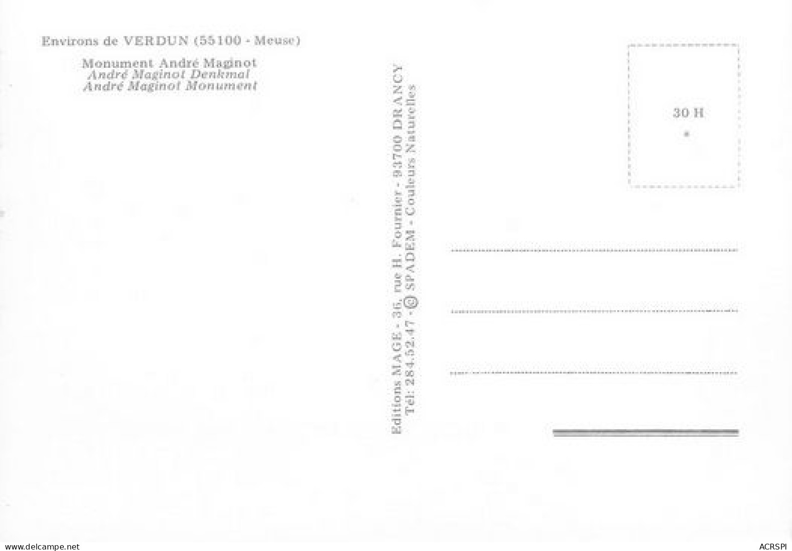 VERDUN  Monument Andre Maginot  4   (scan Recto-verso)MA2178Bis - Verdun