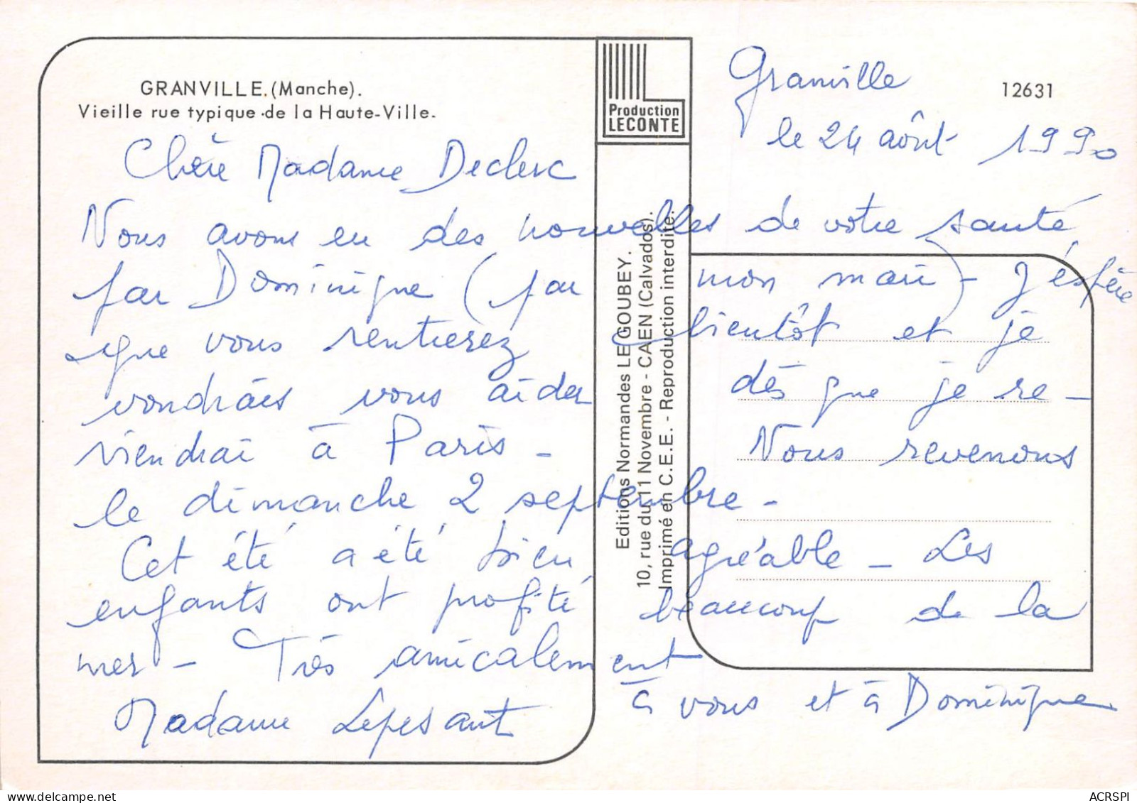 GRANVILLE Vieille Rue Typiue De La Haute Ville  22(scan Recto-verso) MA2177 - Granville