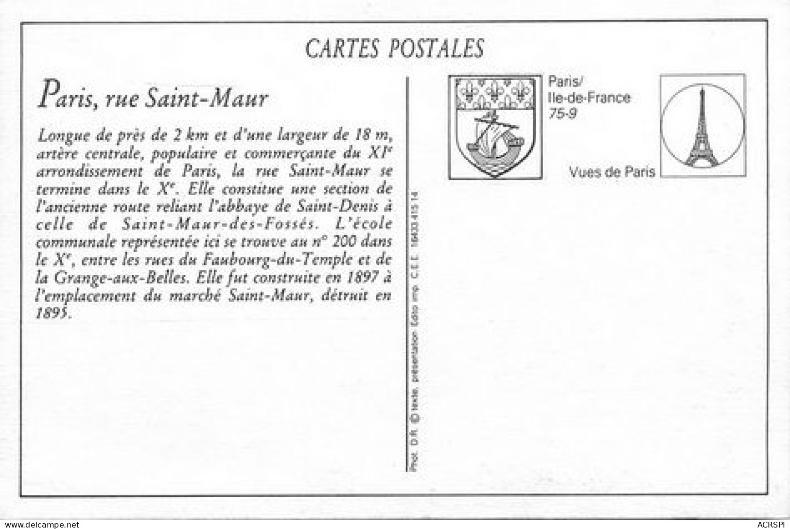 PARIS  Rue Saint Maur  32   (scan Recto-verso)MA2176Ter - District 11