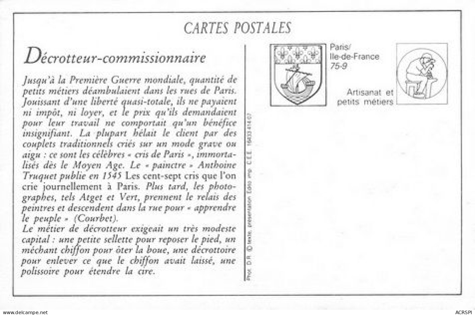 PARIS  Decrotteur Commissionnaire  28   (scan Recto-verso)MA2176Ter - Distrito: 17