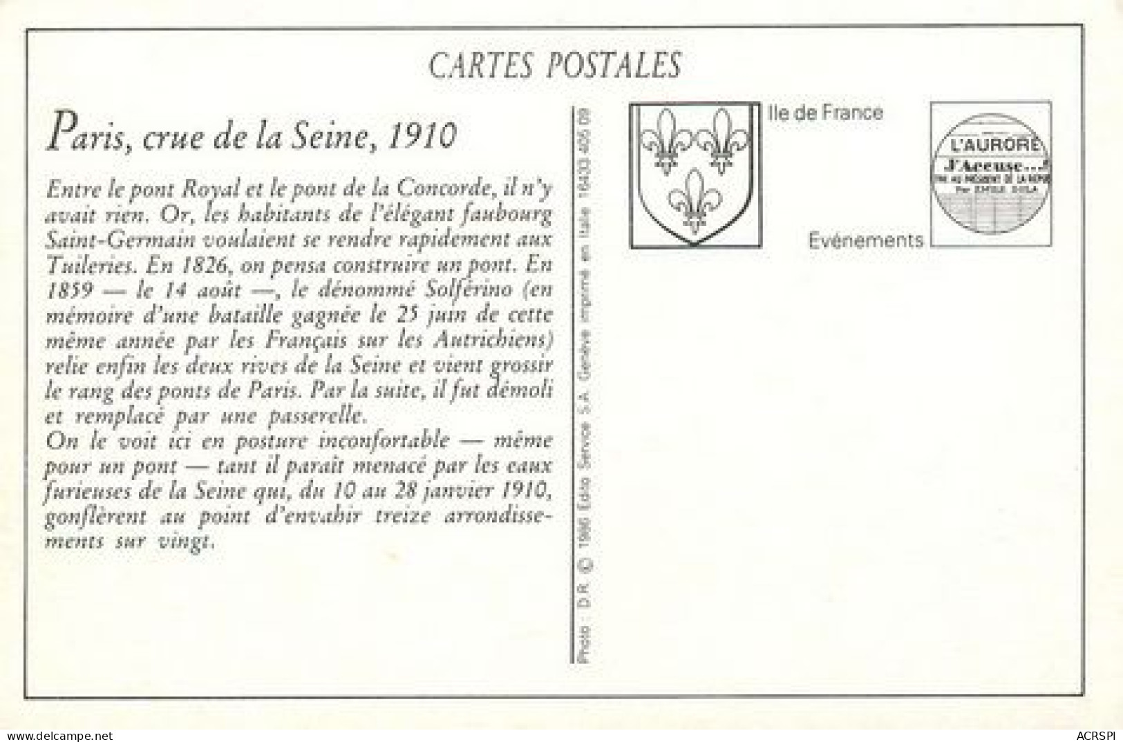 PARIS  Pont De Solferino Crue De Janvier 1910  21   (scan Recto-verso)MA2176Ter - Arrondissement: 01