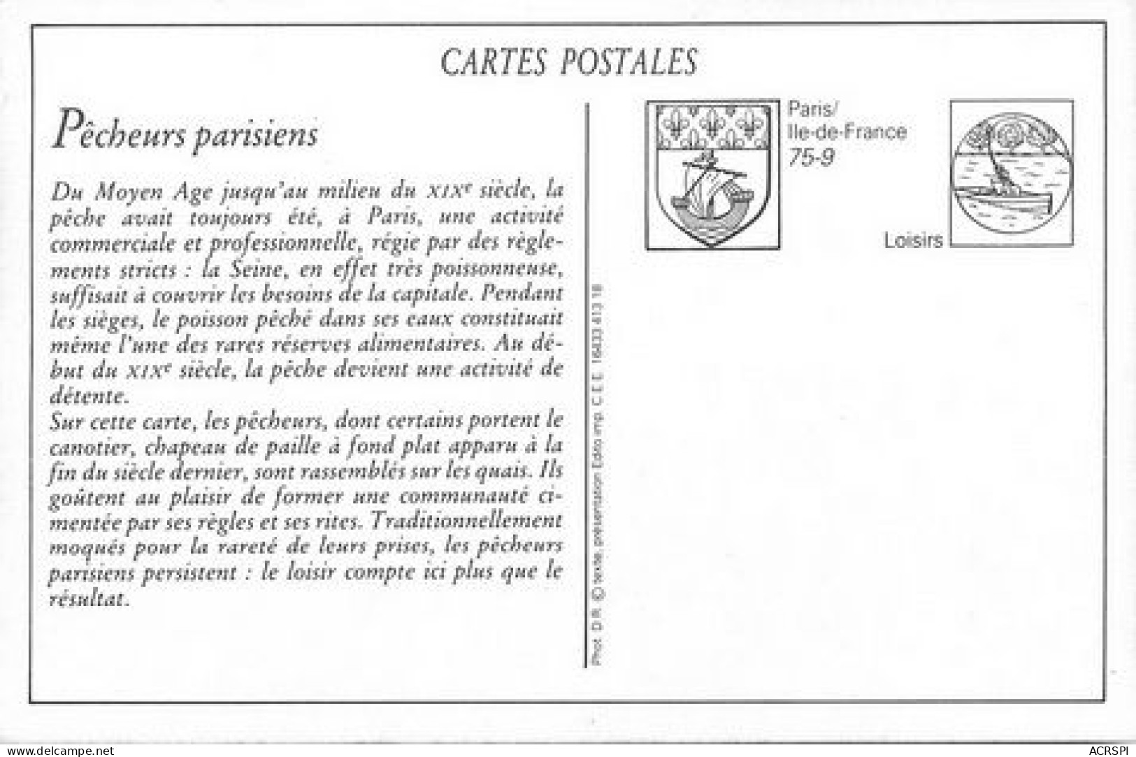 PARIS  Pecheurs  Parisiens 17   (scan Recto-verso)MA2176Ter - Distretto: 16