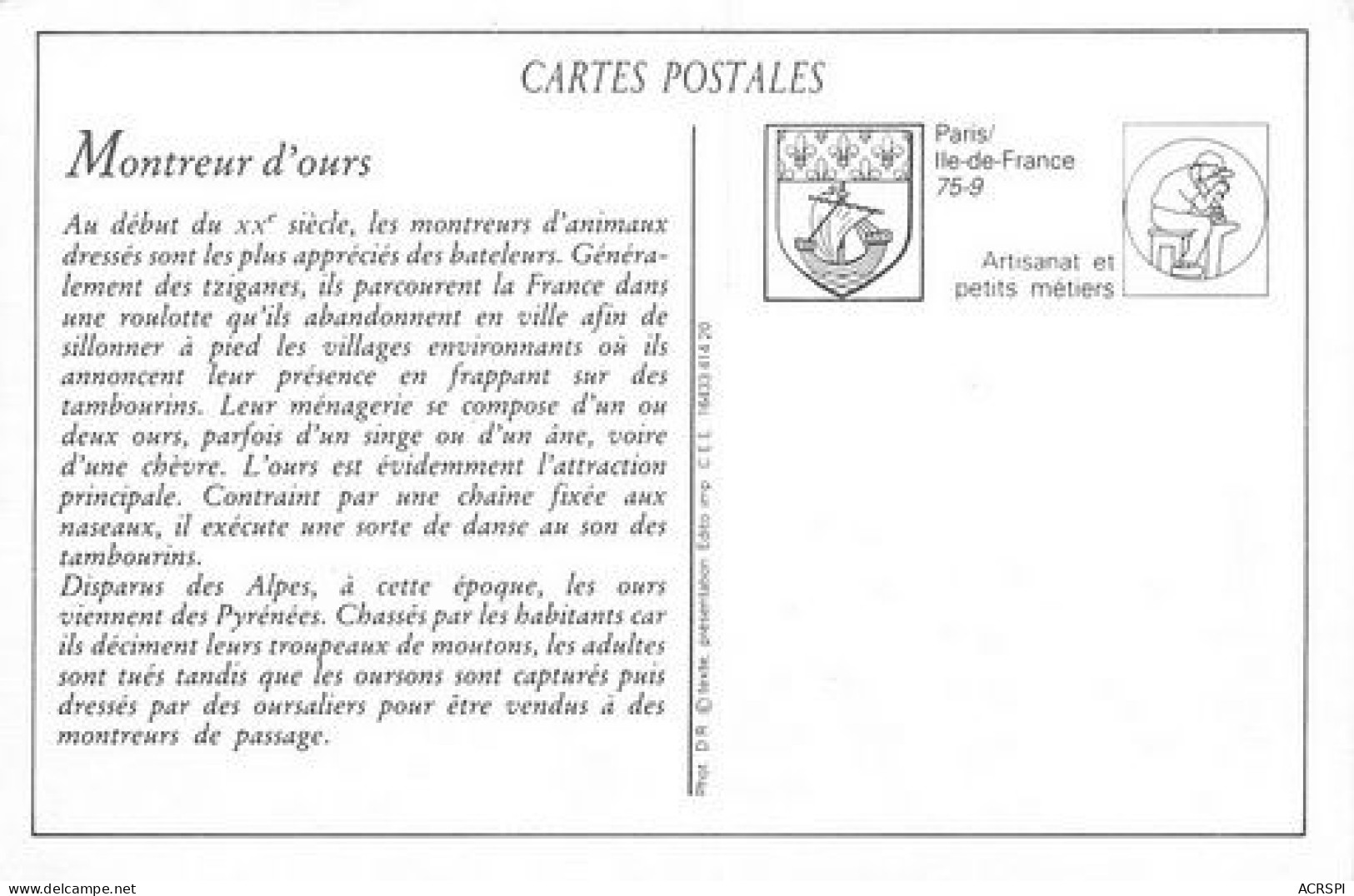 PARIS  Montreur D'ours  16   (scan Recto-verso)MA2176Ter - District 16