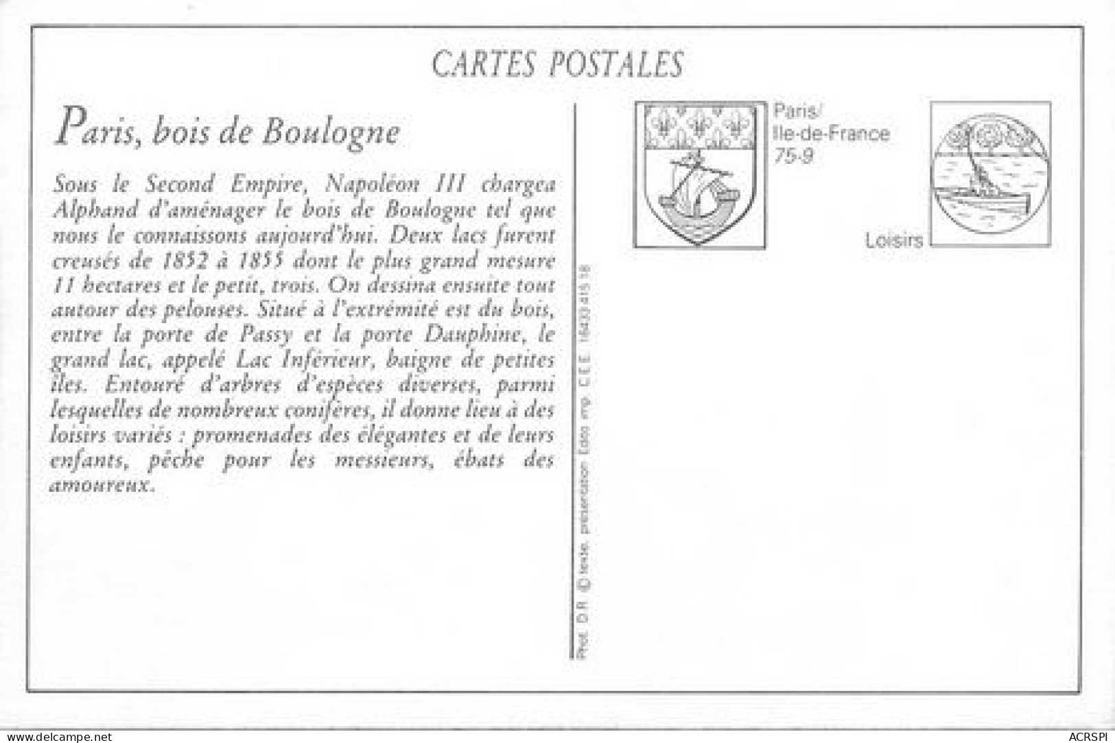 PARIS  Pêche Au Bois De Boulogne  9   (scan Recto-verso)MA2176Ter - Distretto: 16