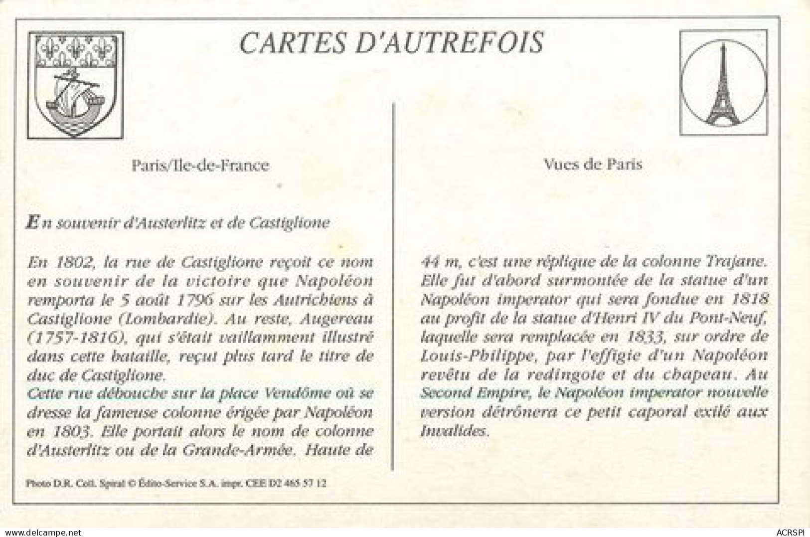 PARIS  Rue Castiglione  7   (scan Recto-verso)MA2176Ter - Arrondissement: 01