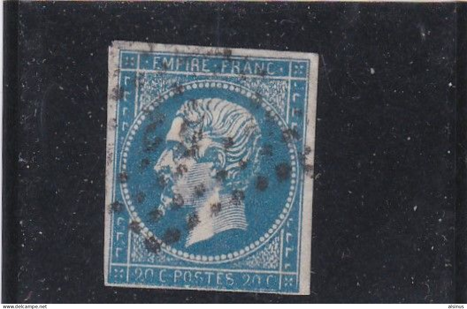 FRANCE - 1854 - NAPOLEON III N° 14A - 20 C BLEU - OBLITERE - IMPRESSION DEFECTUEUSE - 1853-1860 Napoleon III