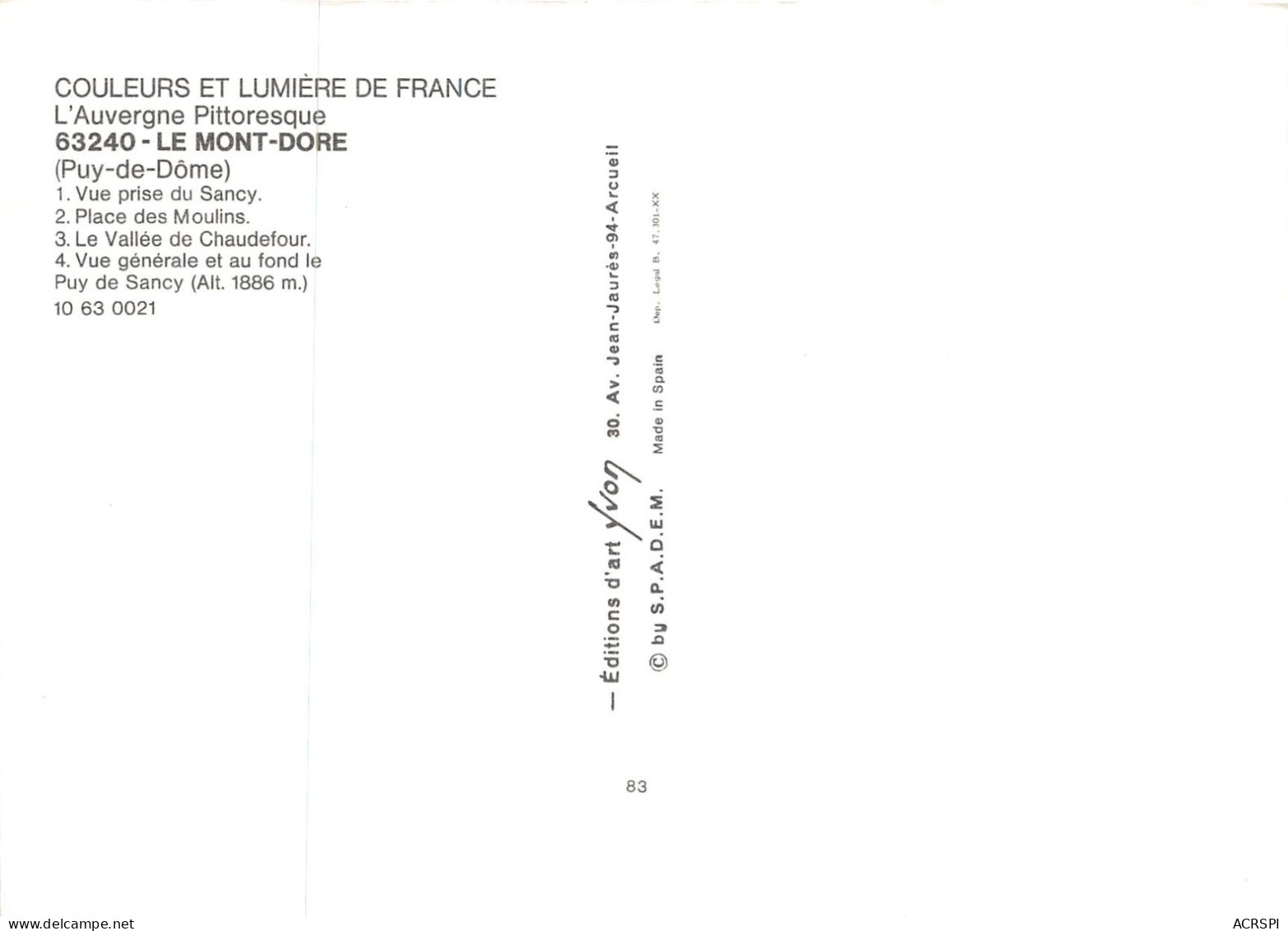 LE MONT DORE Vue Prise Du Sancy Place Des Moulins 3(scan Recto-verso) MA2199 - Le Mont Dore