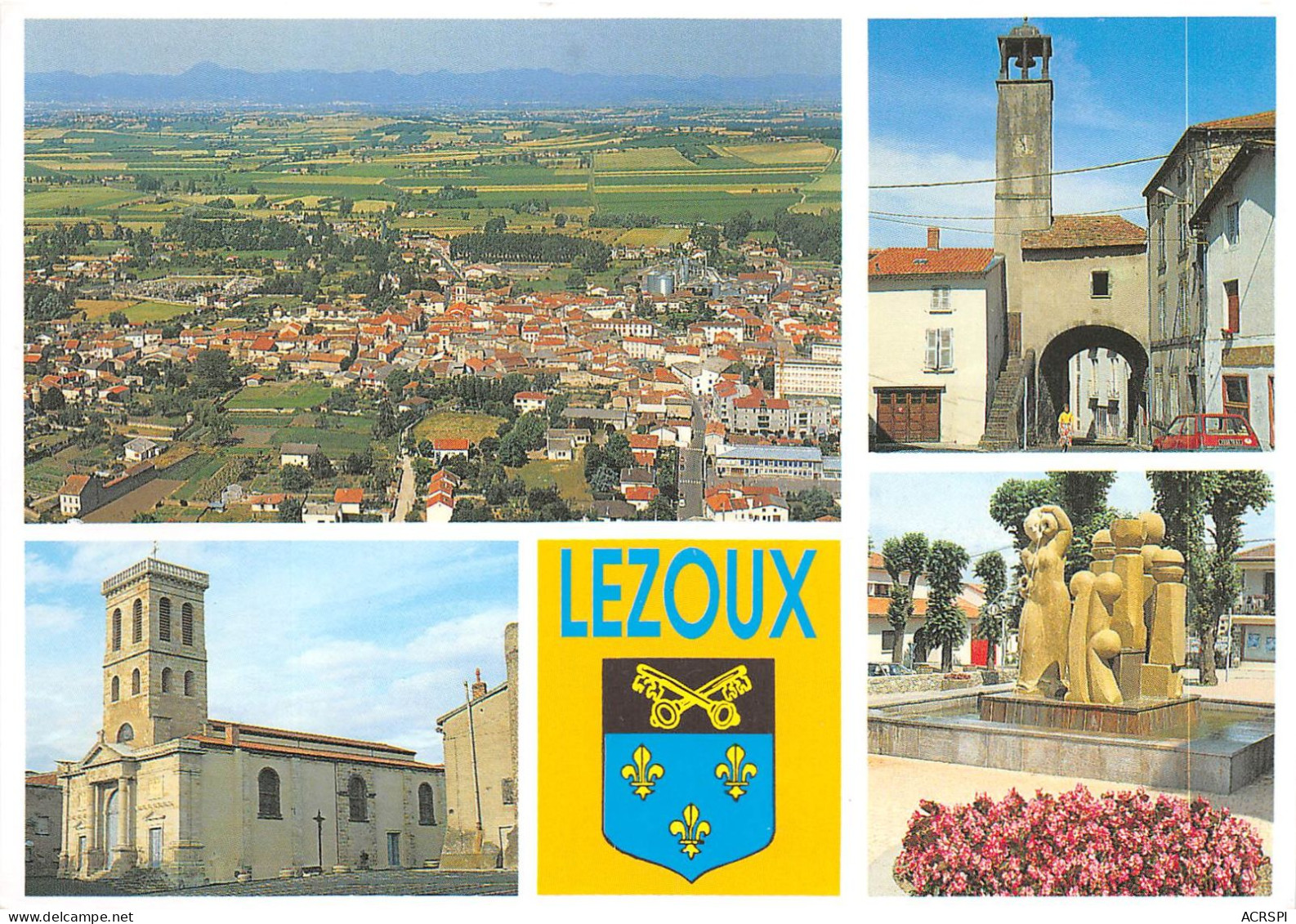 LEZOUX Vue Generale La Tour De L Horloge L Eglise La Fontaine 27(scan Recto-verso) MA2198 - Lezoux