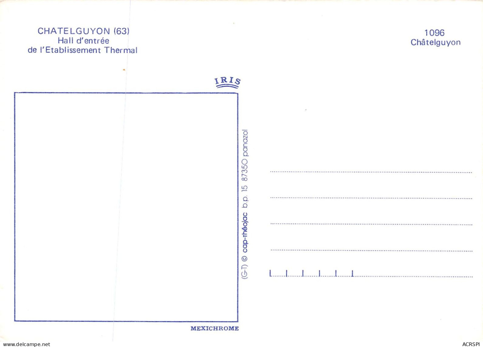 CHATELUYON Hall D Entree De L Etablissement Thermal 1(scan Recto-verso) MA2199 - Châtel-Guyon