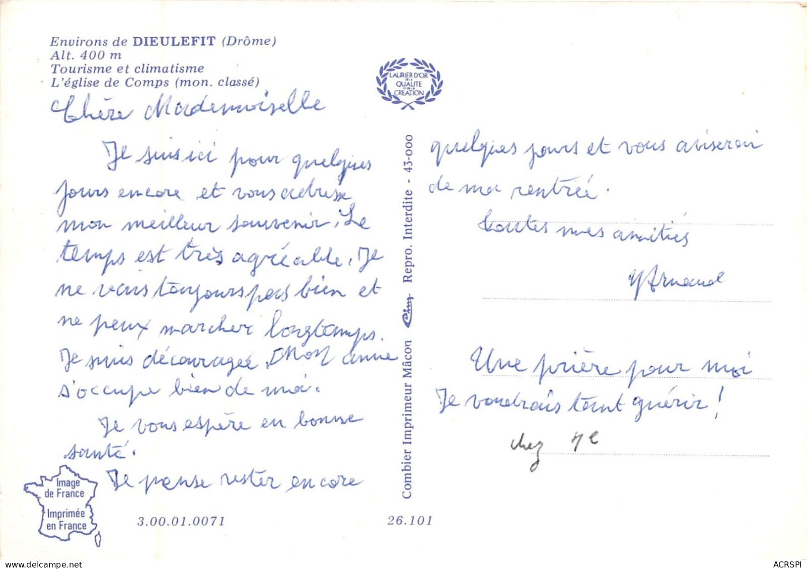 Environs De Dieulefit Tourisme Et Climatisme L Eglise De Camps 10(scan Recto-verso) MA2197 - Dieulefit