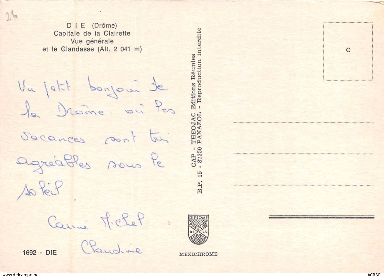 DIE Capitale De La Clairette Vue Generale 9(scan Recto-verso) MA2197 - Die