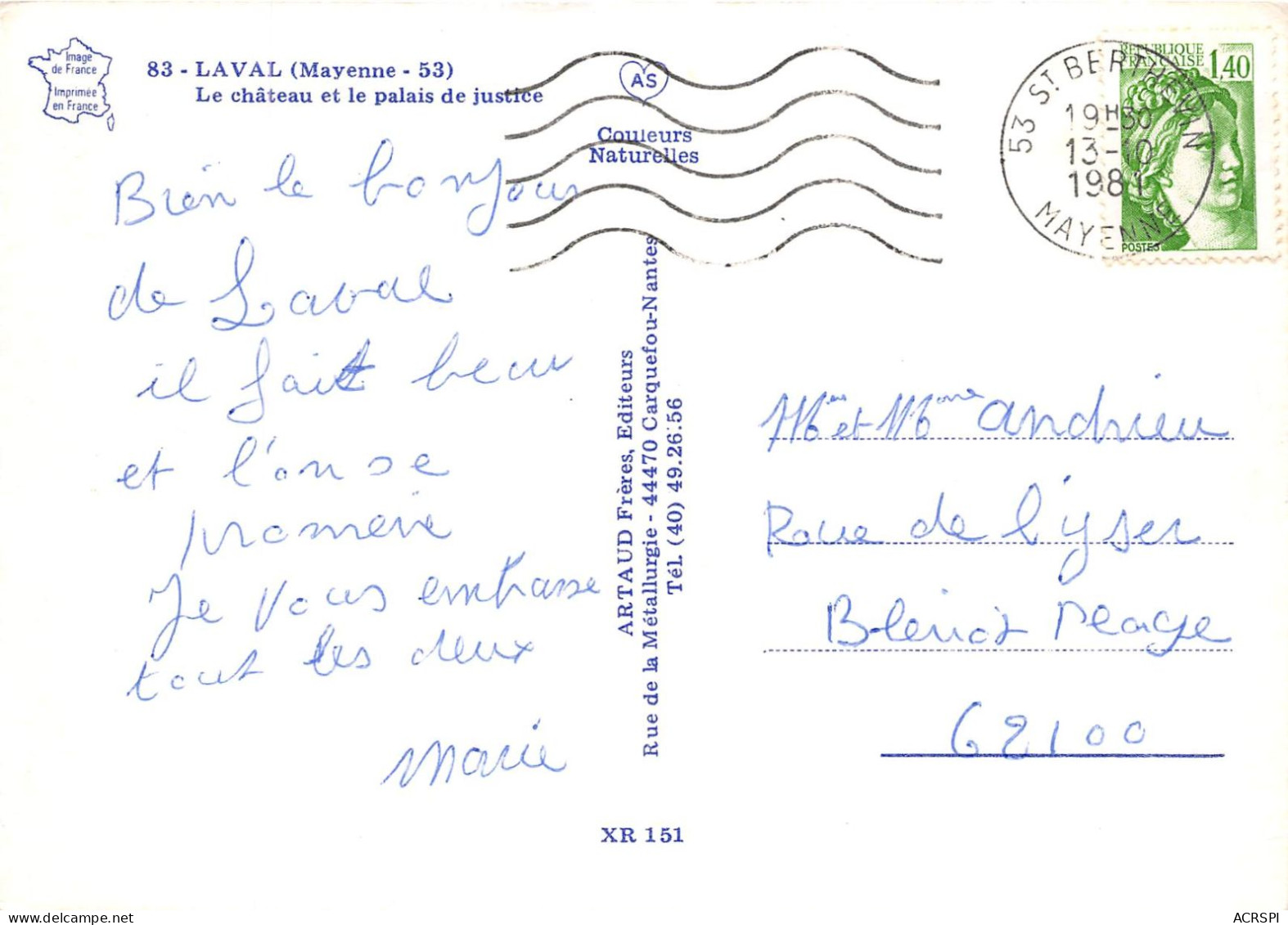 LAVAL Le Chateau Et Le Palais De Justice 3(scan Recto-verso) MA2196 - Laval