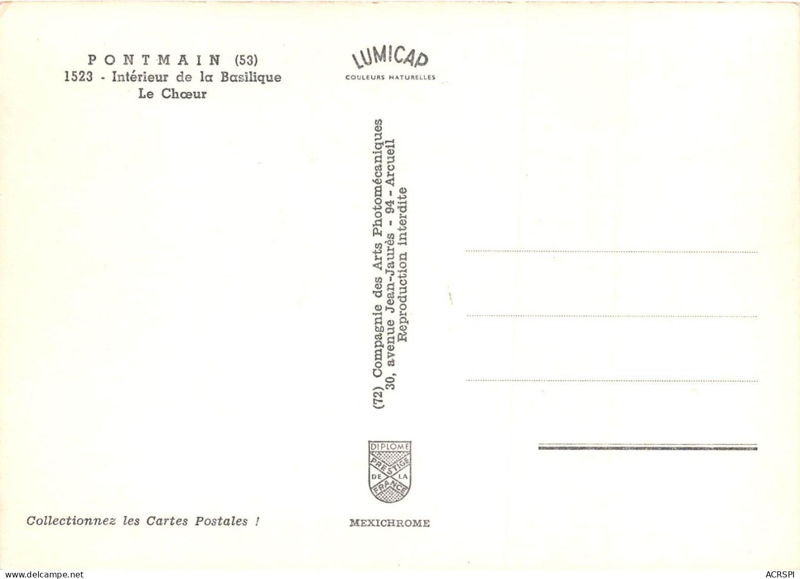 PONTMAIN Interieur De La Basilique Le Choeur 15(scan Recto-verso) MA2194 - Pontmain