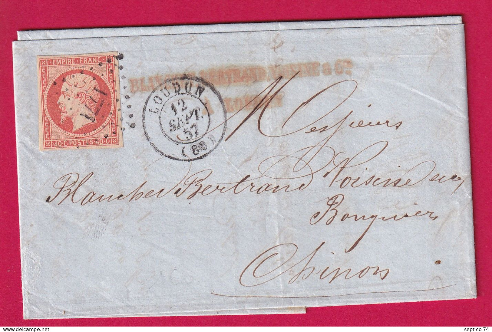 N°16 TTB PC 1771 LOUDUN VIENNE POUR CHINON INDRE ET LOIRE 1857 LETTRE - 1849-1876: Klassik