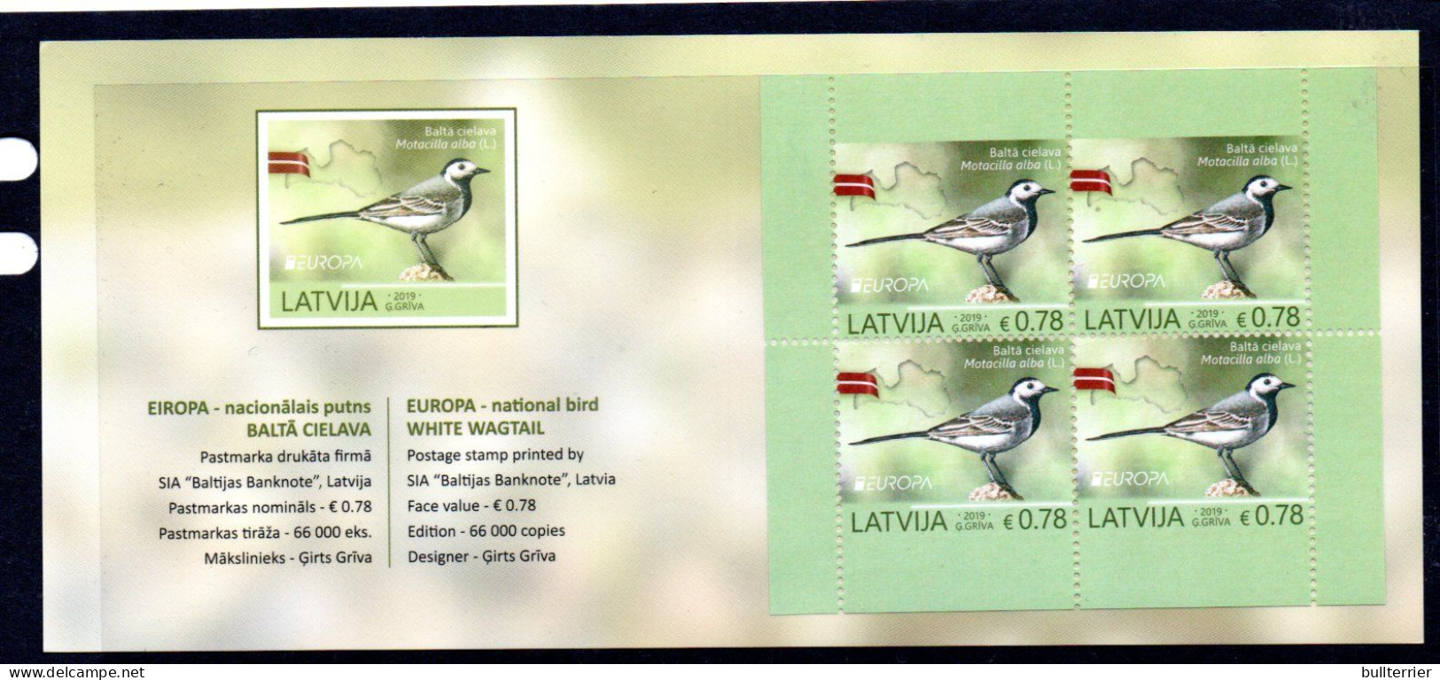 BIRDS - LATVIA - 2019 - Europa Birds  Booklet Complete MNH   Sg £25 - Duiven En Duifachtigen