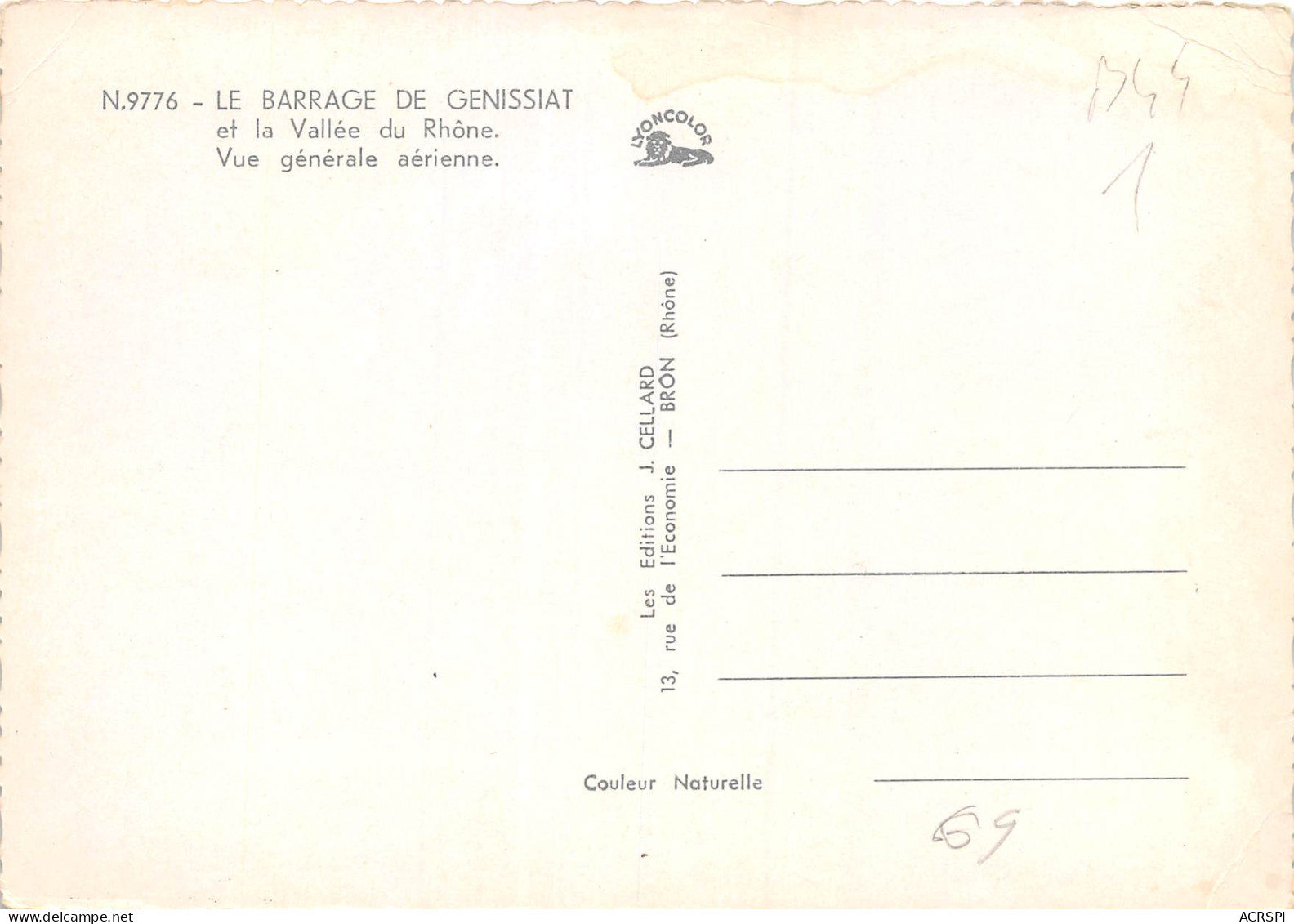 LE BARRAGE DE GENISSIAT Et La Vallee Du Rhone Vue Generale Aerienne 23(scan Recto-verso) MB2302 - Génissiat