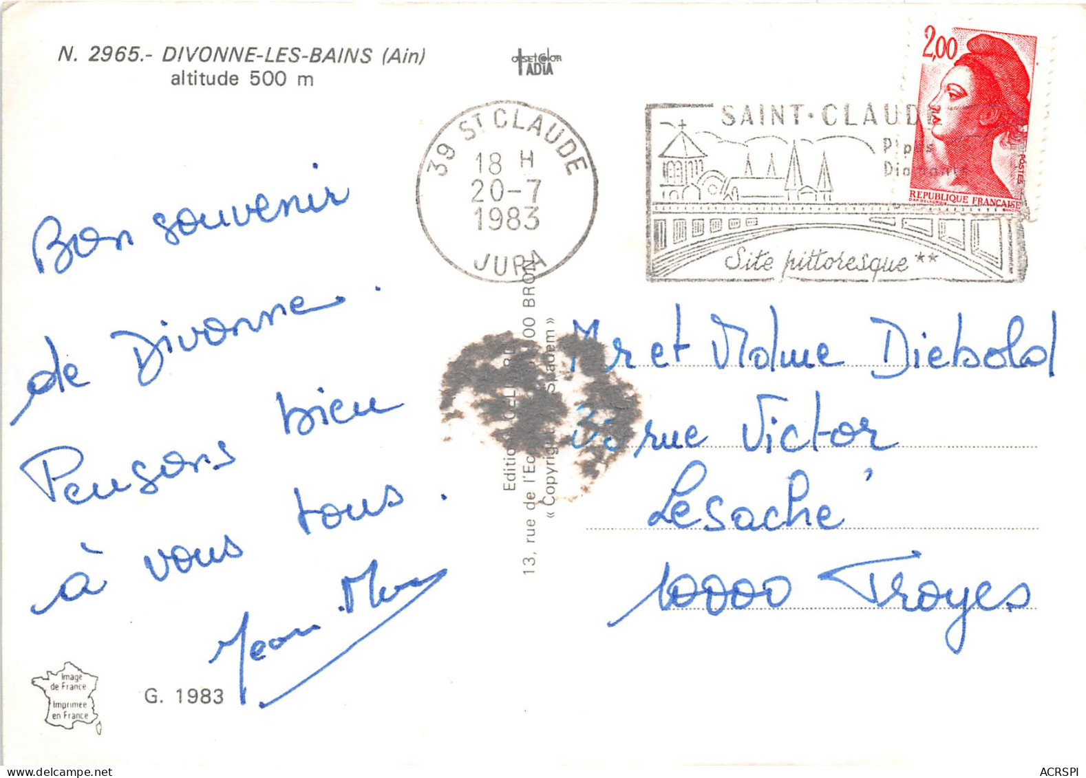 DIVONNE LES BAINS 2(scan Recto-verso) MB2307 - Divonne Les Bains