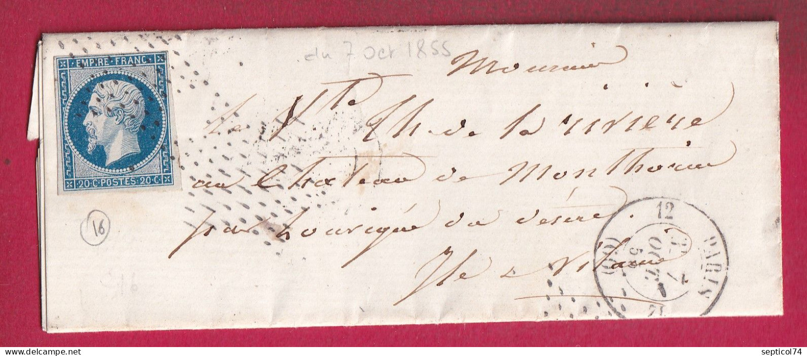 N°14 ROULETTE ETOILE ROUTE 12 PARIS INDCIE 16 POUR ILLE ET VILAINE LETTRE - 1849-1876: Période Classique