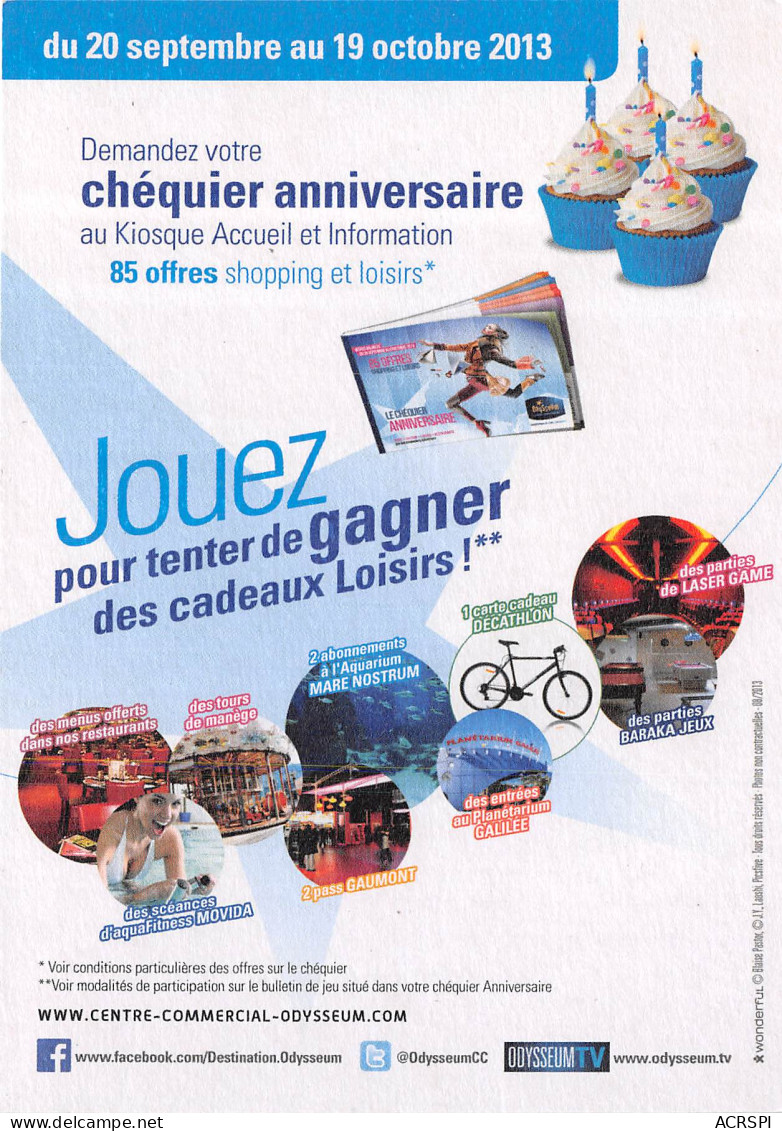 CENTRE COMMERCIAL ODYSSEUM Chequier Anniversaire 28(scan Recto-verso) MB2310 - Werbepostkarten