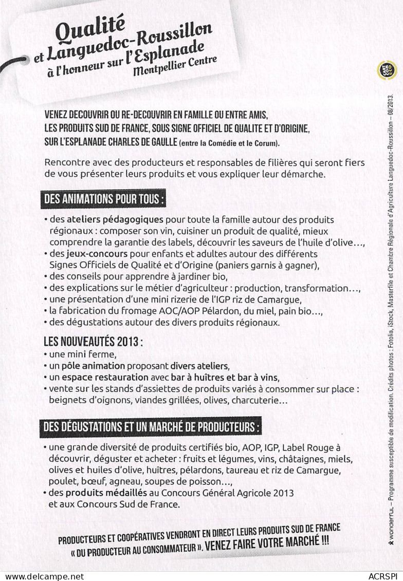 SUD DE FRANCE FETE DE LA QUALITE 10(scan Recto-verso) MB2311 - Publicité