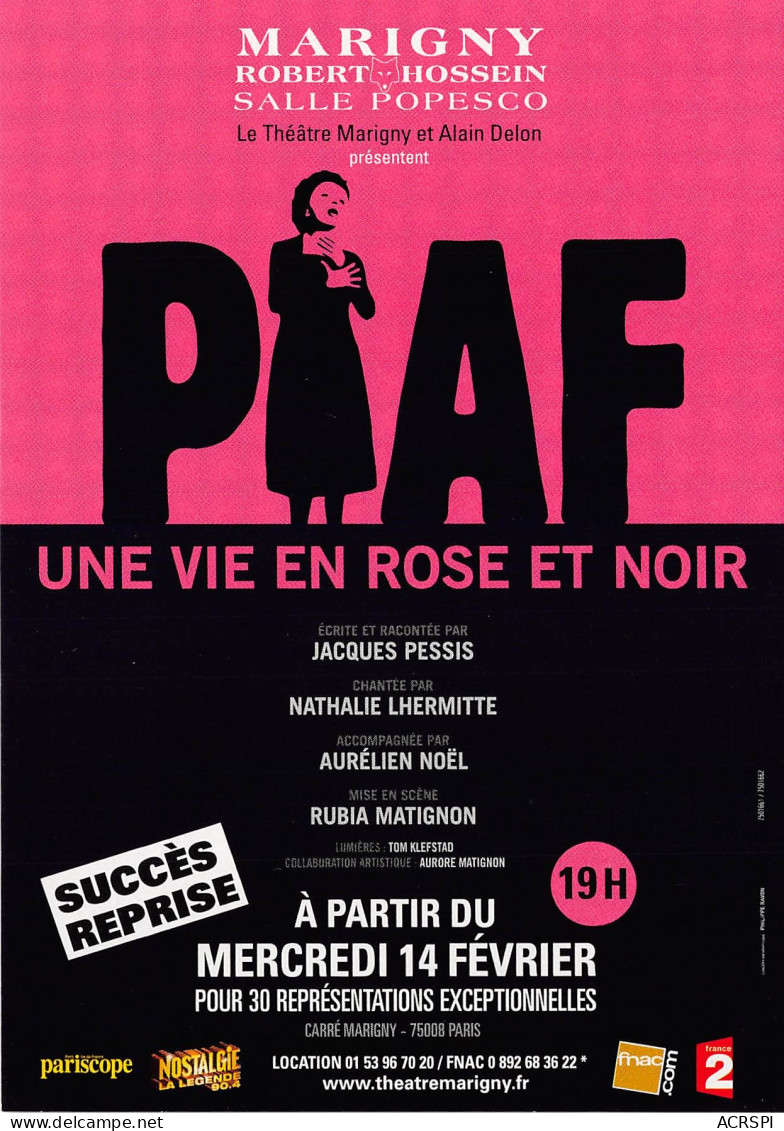 MARIGNY PIAF Une Vie En Rose Et Noir 16(scan Recto-verso) MB2313 - Werbepostkarten